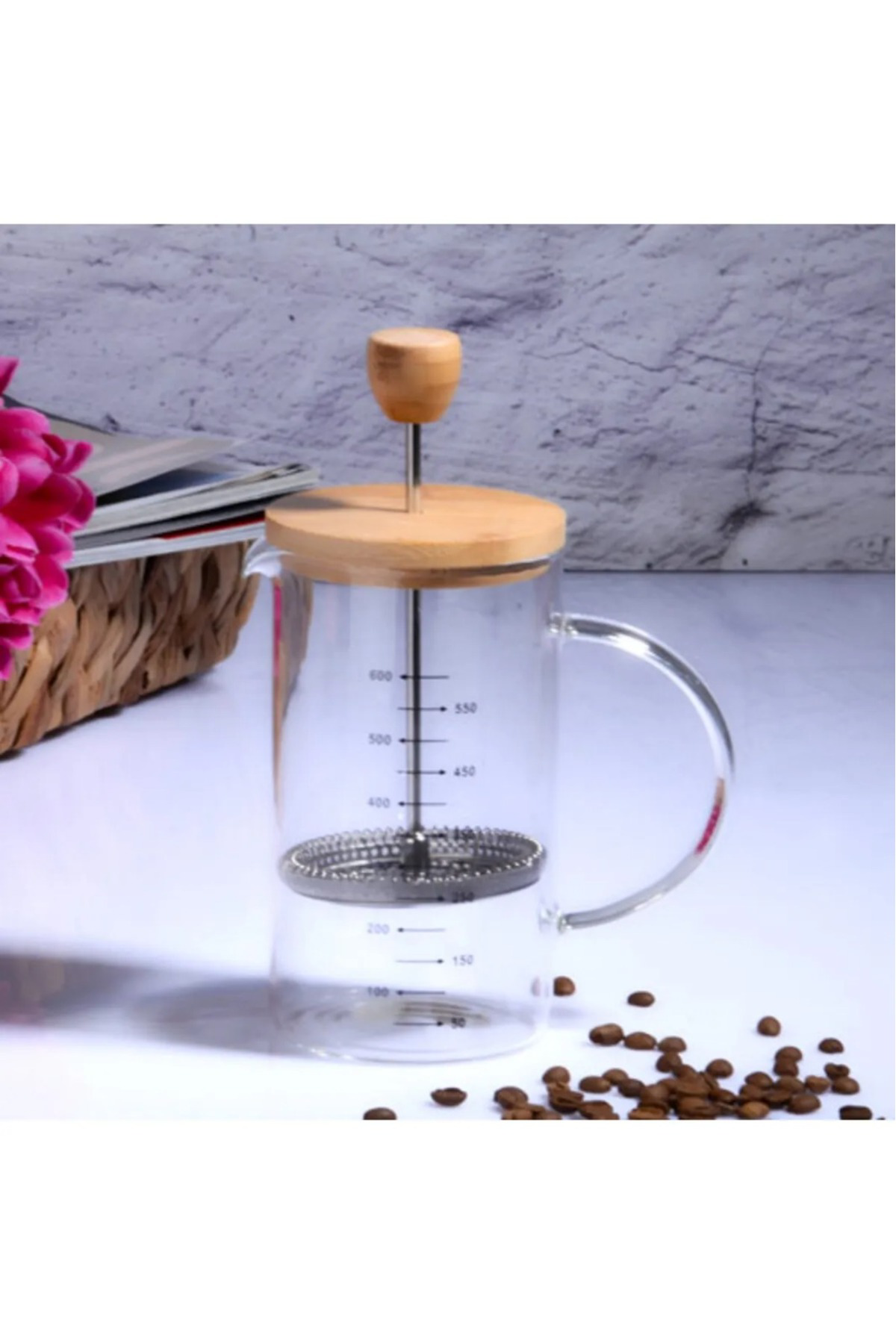 Elif Aksesuar Bambu Kapaklı French Press 600Ml