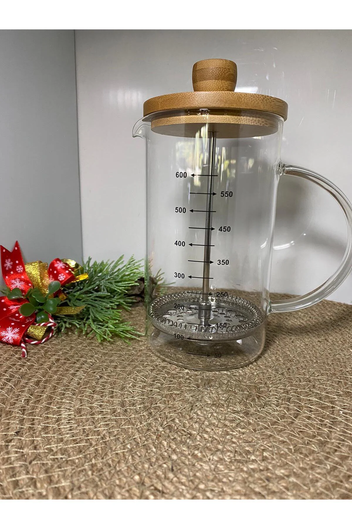 Bambu Kapaklı French Press 600ml - Görsel 2