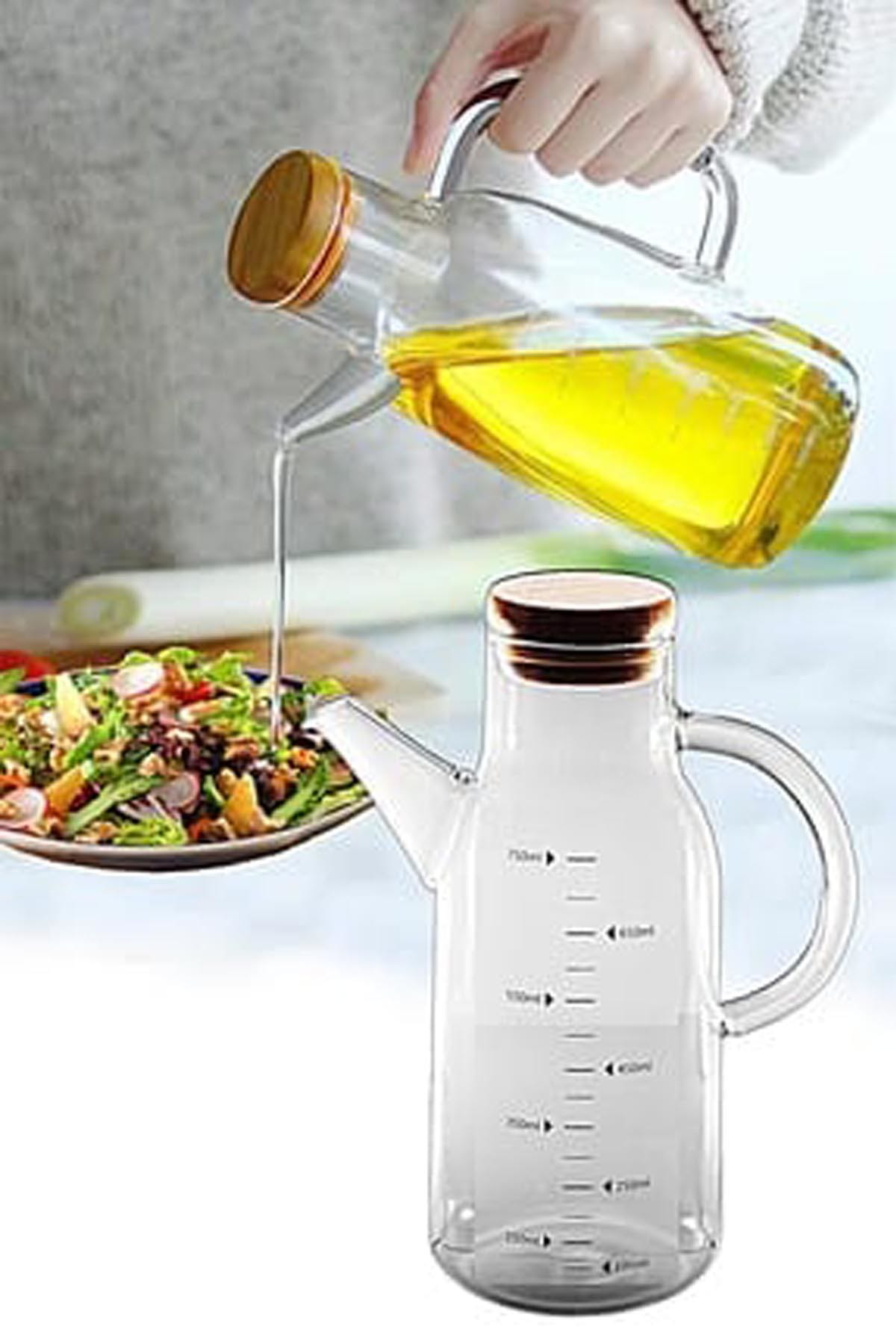 Hera Bambu Kapakli -Ölçülü-Borosilikat Yağlik-750Cc