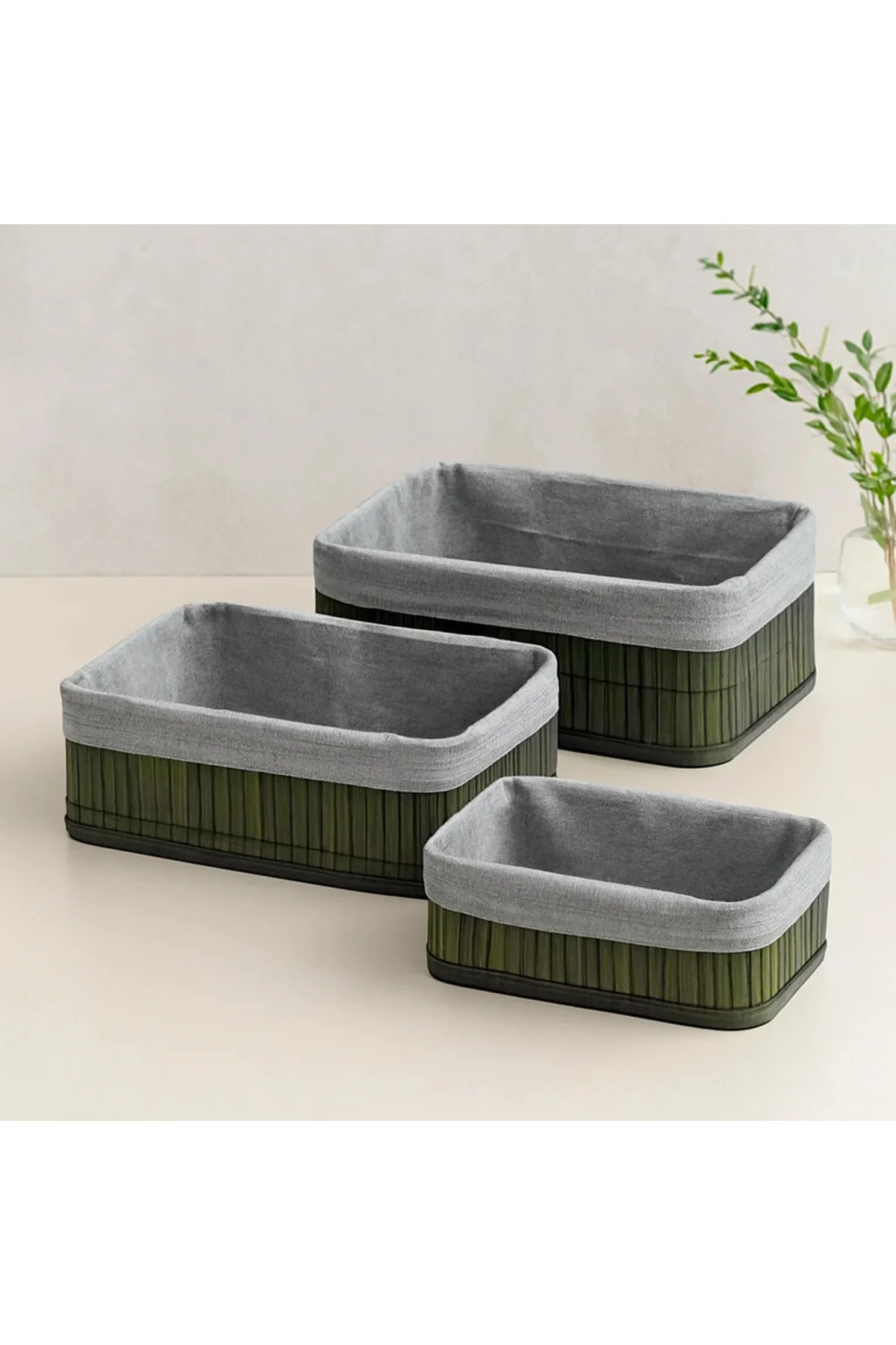 Bambu Kenarlı Ahşap Altlıklı Organizer Sepet - 3 Boy Dikdörtgen Bambu Kenarlı Ahşap Altlıklı Organizer Sepet - 3 Boy Dikdörtgen