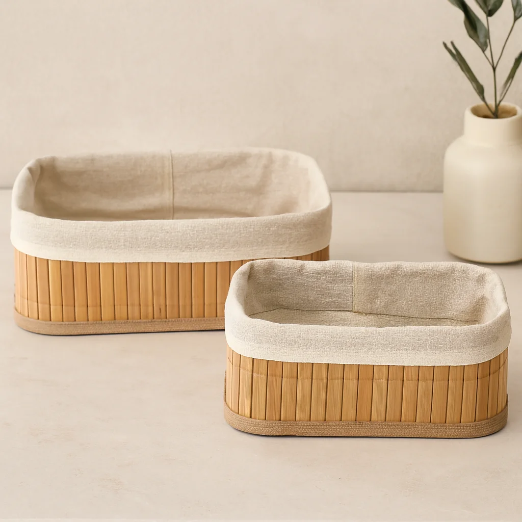 Bambu Kenarlı Organizer Sepet 2'li (19x27x10 &amp; 15x24x8 cm)