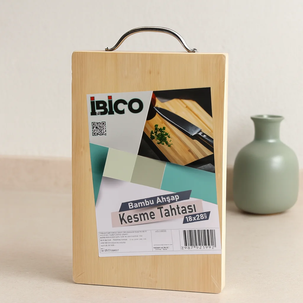 Bambu Kesim Tahtası 18x28x1.7 cm - Metal Kulplu Bambu Kesim Tahtası 18x28x1.7 cm - Metal Kulplu