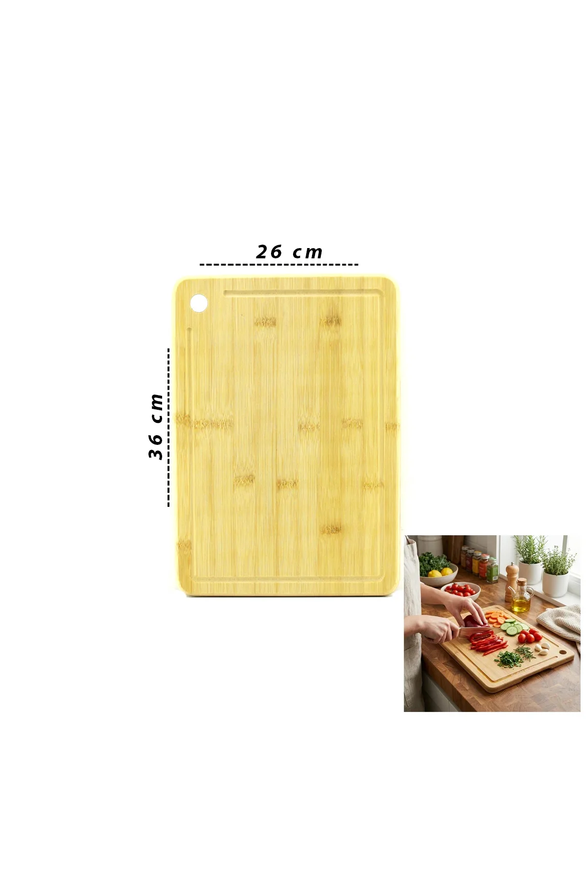 Bambu Kesme Tahtası 26x36x1.8 cm Bambu Kesme Tahtası 26x36x1.8 cm