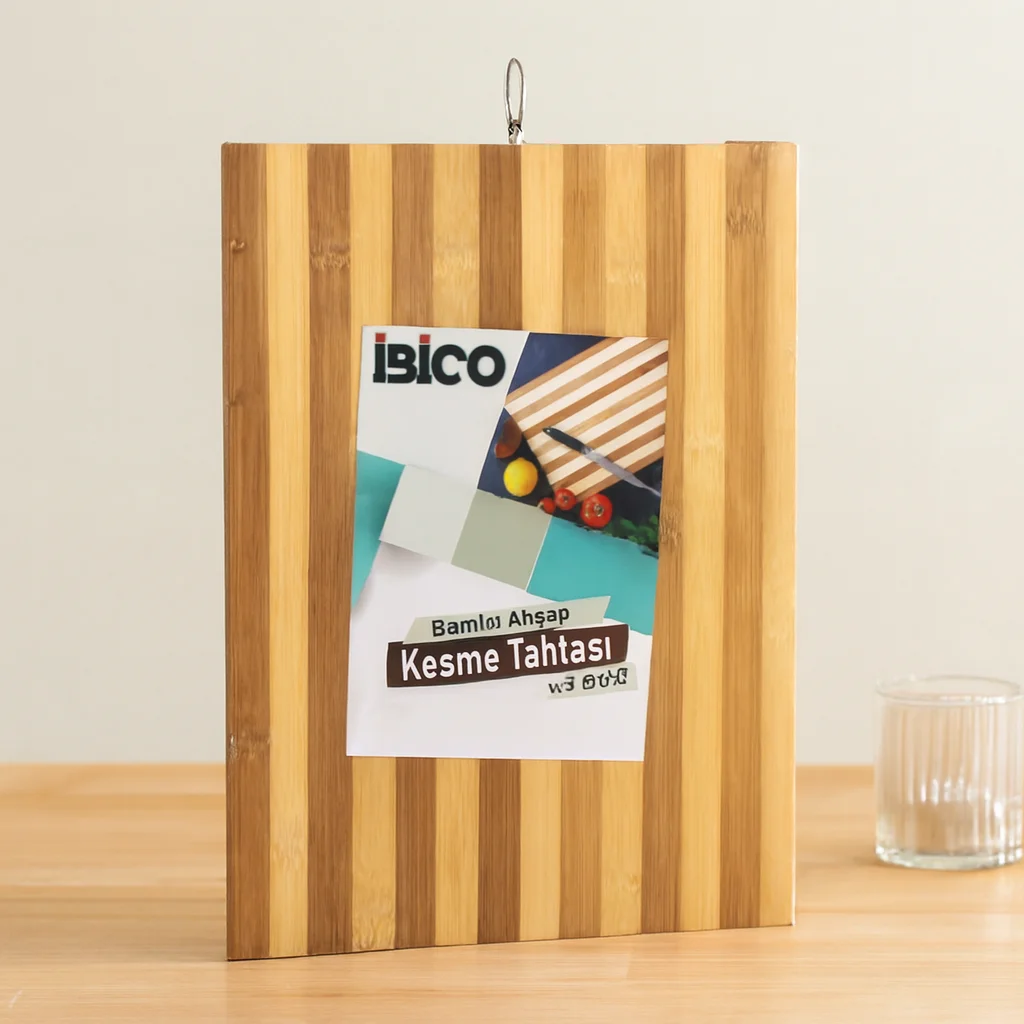 Bambu Kesme Tahtası 26x36x1.2 cm Metal Kulplu Bambu Kesme Tahtası 26x36x1.2 cm Metal Kulplu