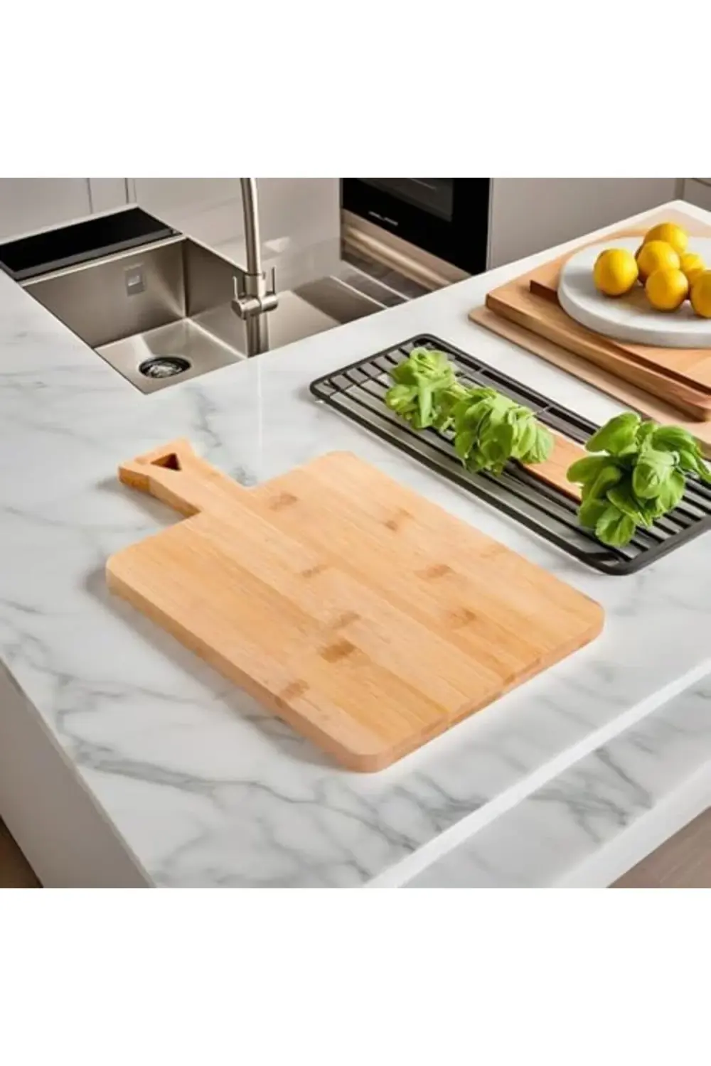 Bambu Kesme Tahtası Antibakteriel Yıkanabilir Doğrama Tahtası Dik