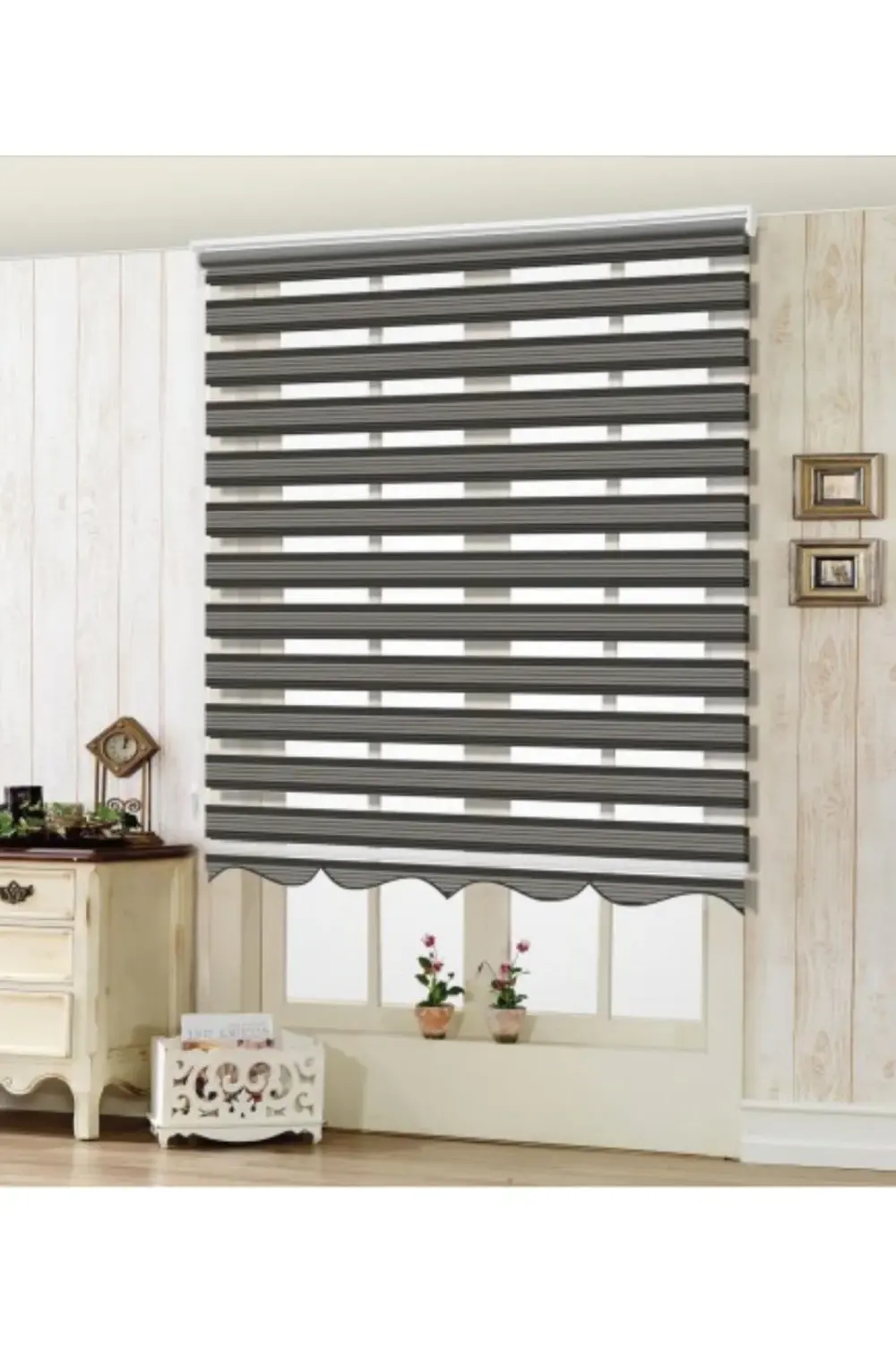 Bambu Keten Plise Renk Geçişli Zebra Stor Perde Alüminyum Kasalı