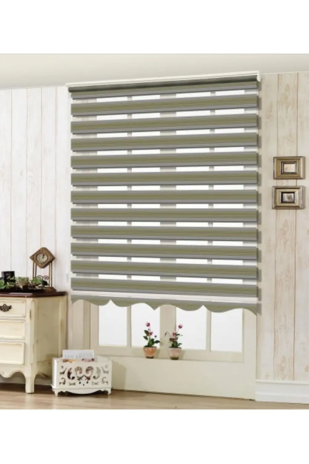 Bambu Keten Plise Renk Geçişli Zebra Stor Perde Alüminyum Kasalı