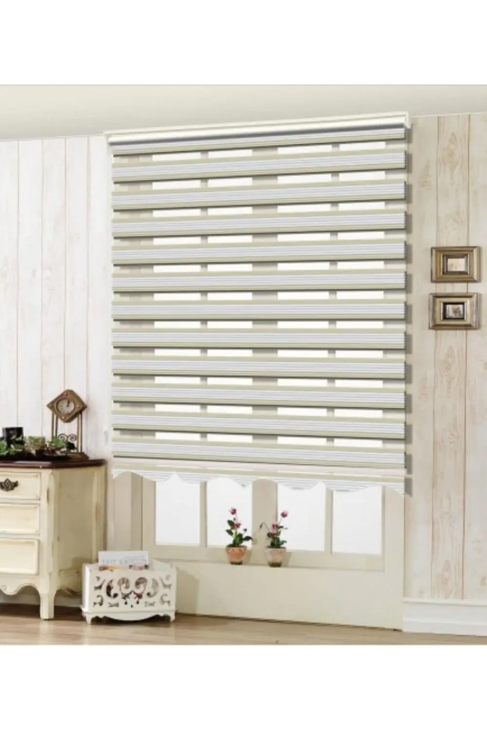 Bambu Keten Plise Renk Geçişli Zebra Stor Perde Alüminyum Kasalı