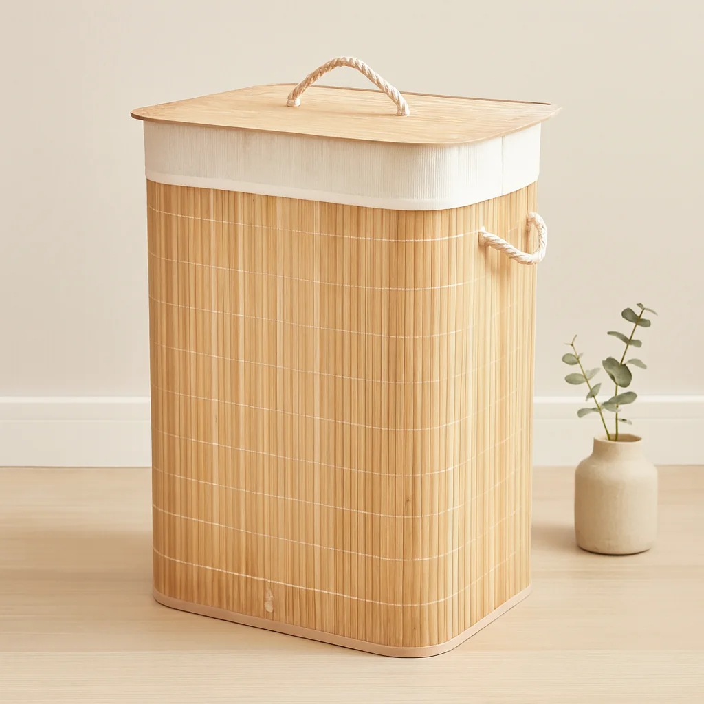 Bambu Kirli Çamaşır Sepeti 40x30x60 cm - Kapaklı İpli Kumaş Torbalı Fiyatı, Yorumları ve Özellikleri