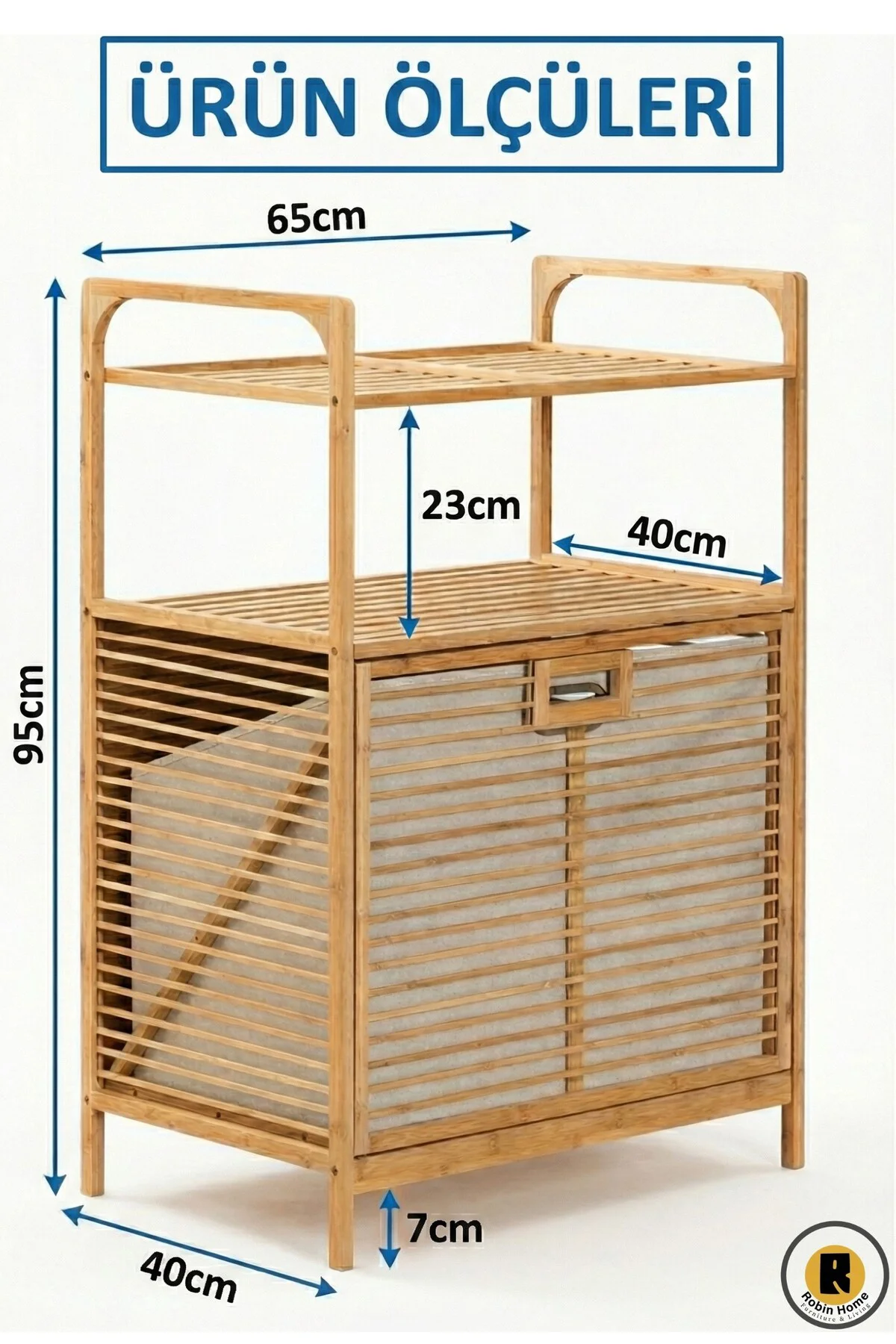 Bambu Kirli Sepetli 2 Raflı Çok Amaçlı Banyo Düzenleyici Çamaşır Sepeti Organizer 64*40*95cm Fiyatı, Yorumları ve Özellikleri