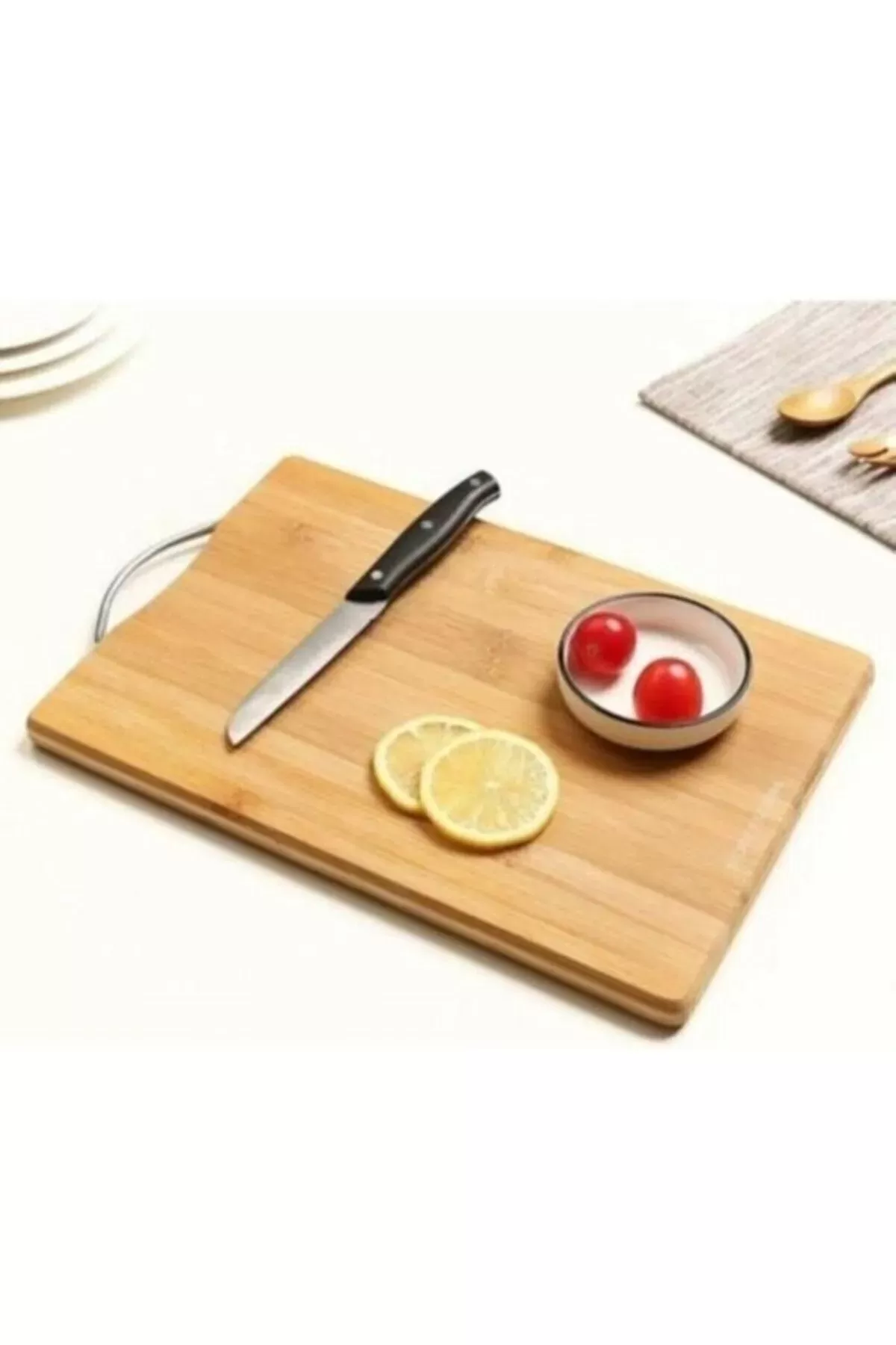 Just Cheap Store Bambu Metal Sapli Ekmek Kesme Tahtasi 30X20x1,8 Cm 67459