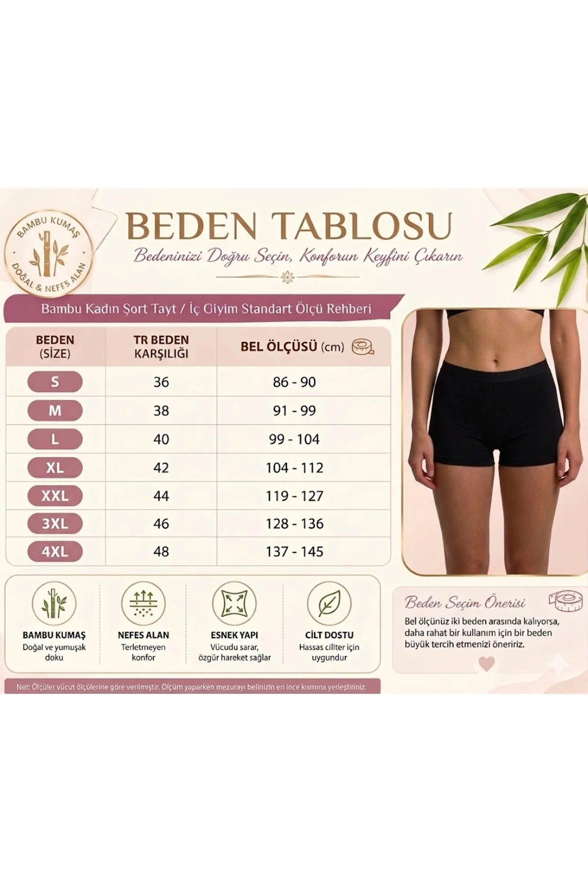 Bambu Mini Şort Tayt İç Göstermeyen Terletmeyen Esnek Kısa Tayt G