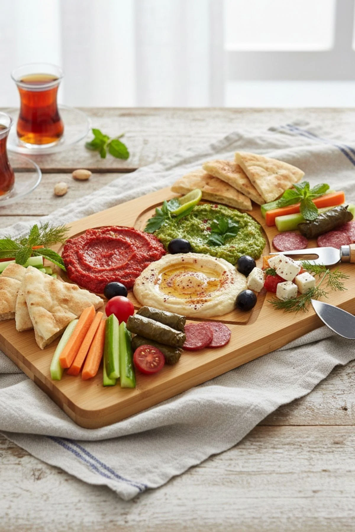 Bambu Peynir Tepsisi - Kahvaltı Bıçağı Çatalı 3'ü Set (19X28.8X1.