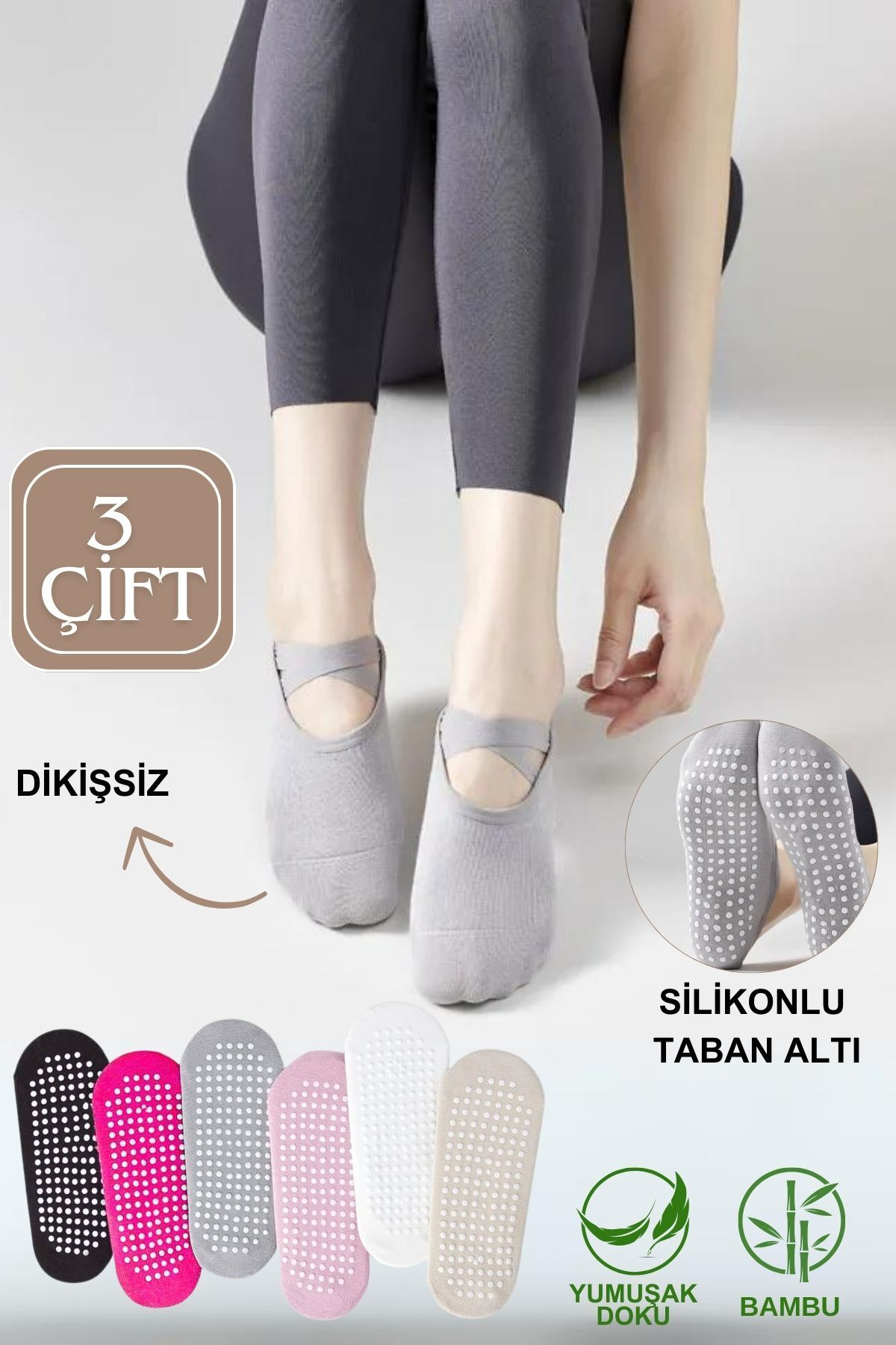 Bambu Pilates Çorabı Yoga ABS Kaydırmaz Taban Dans Bale Fitness S Bambu Pilates Çorabı Yoga ABS Kaydırmaz Taban Dans Bale Fitness S