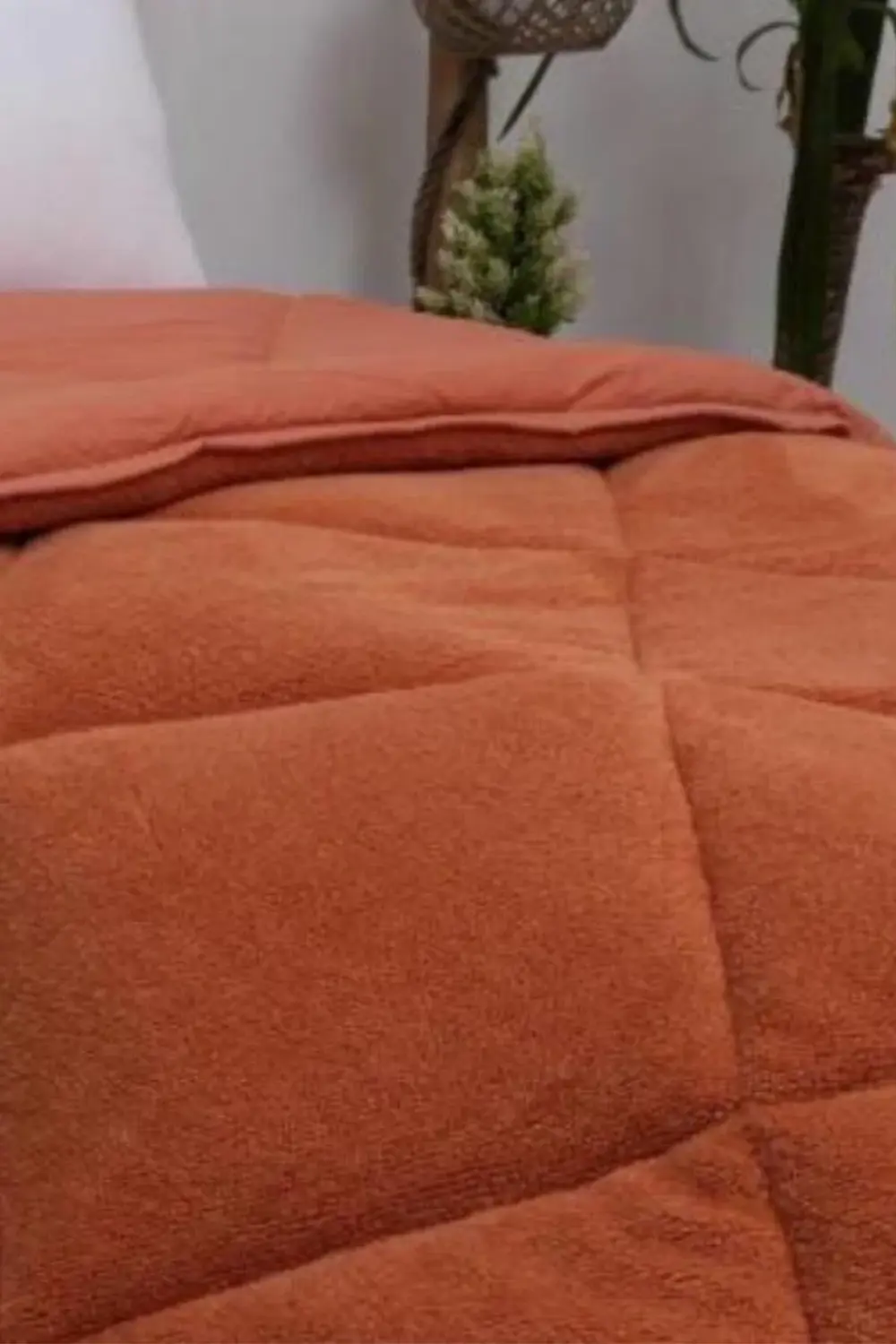 Bambu Premium Kiremit Renk %100 Pamuk Kumaş Silikon Dolgulu Yorga