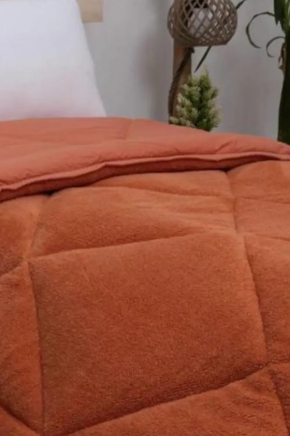 Bambu Premium Kiremit Renk %100 Pamuk Kumaş Silikon Dolgulu Yorga