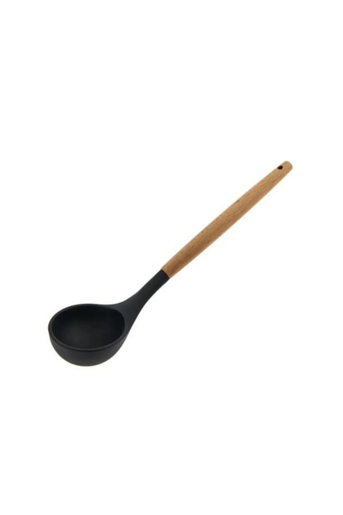 Bambu Saplı Silikon Kepçe - Siyah
