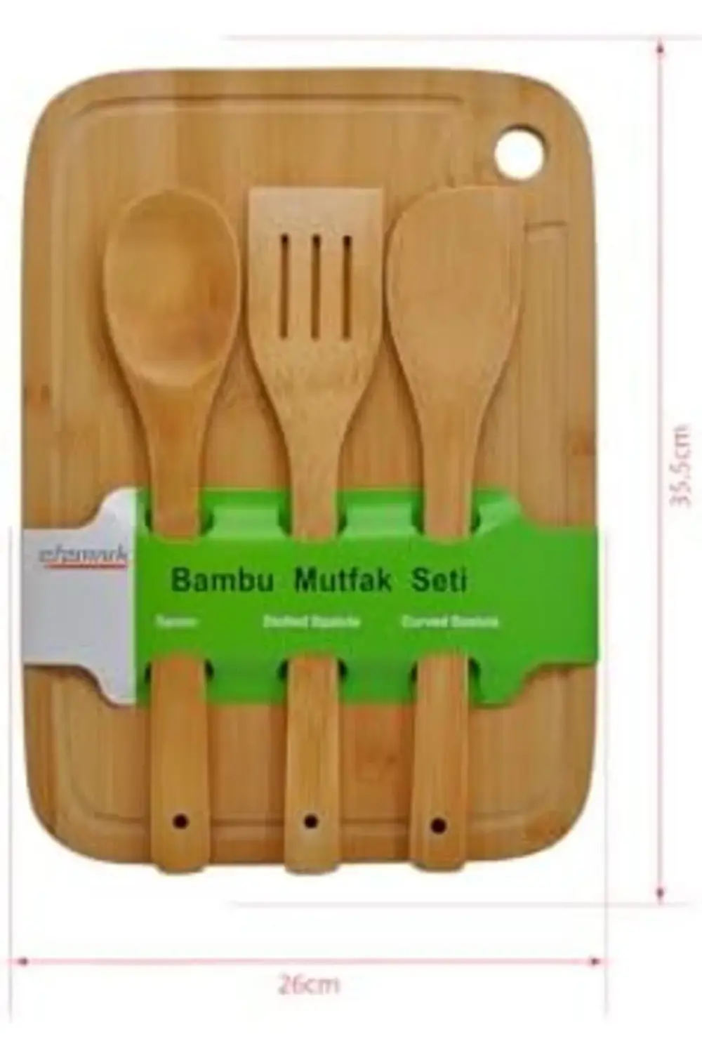 Bambu Serisi Oluklu Antibakteriel Yıkanabilir Bambu 36x26 cm Doğr
