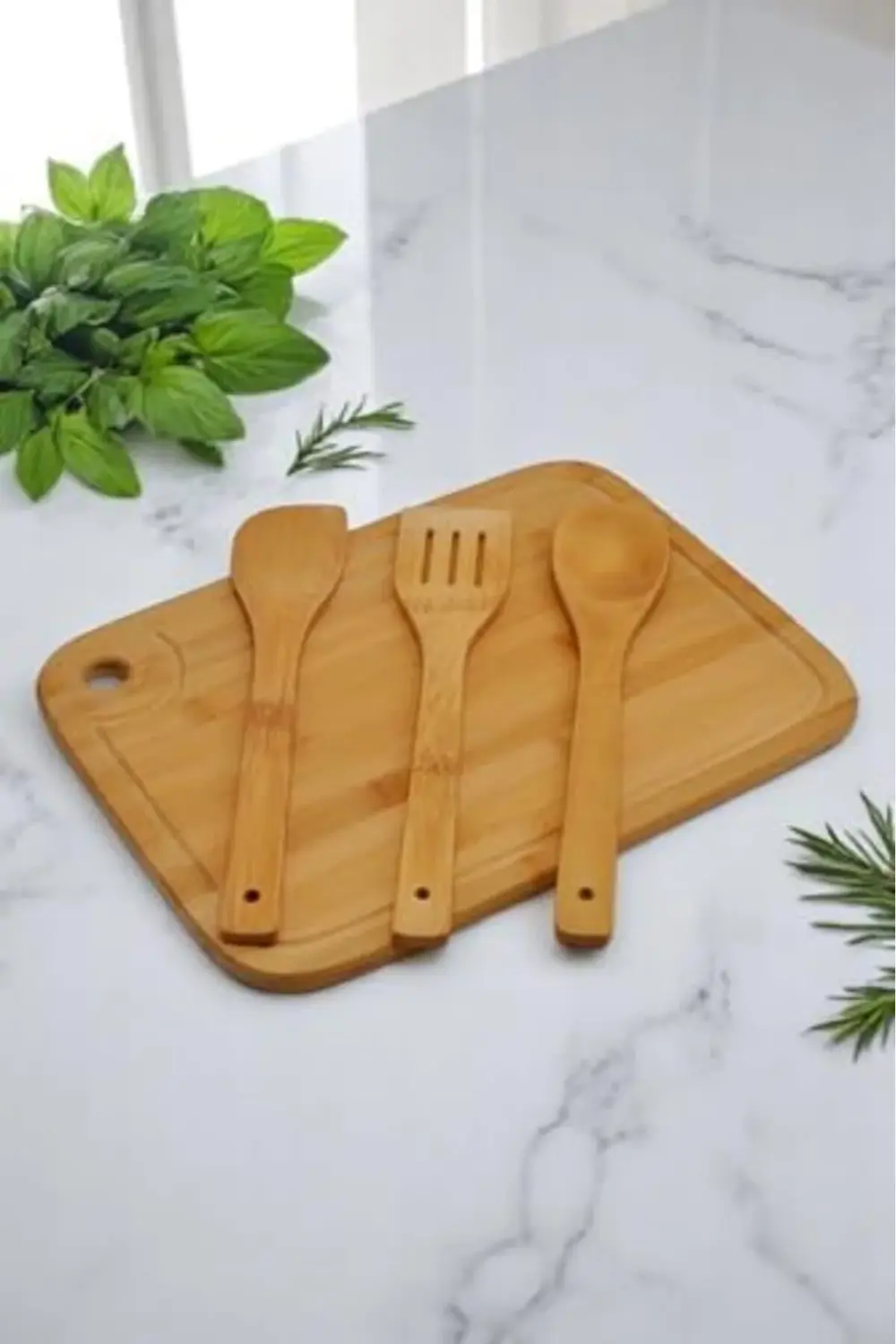Bambu Serisi Oluklu Antibakteriel Yıkanabilir Bambu 36x26 cm Doğr