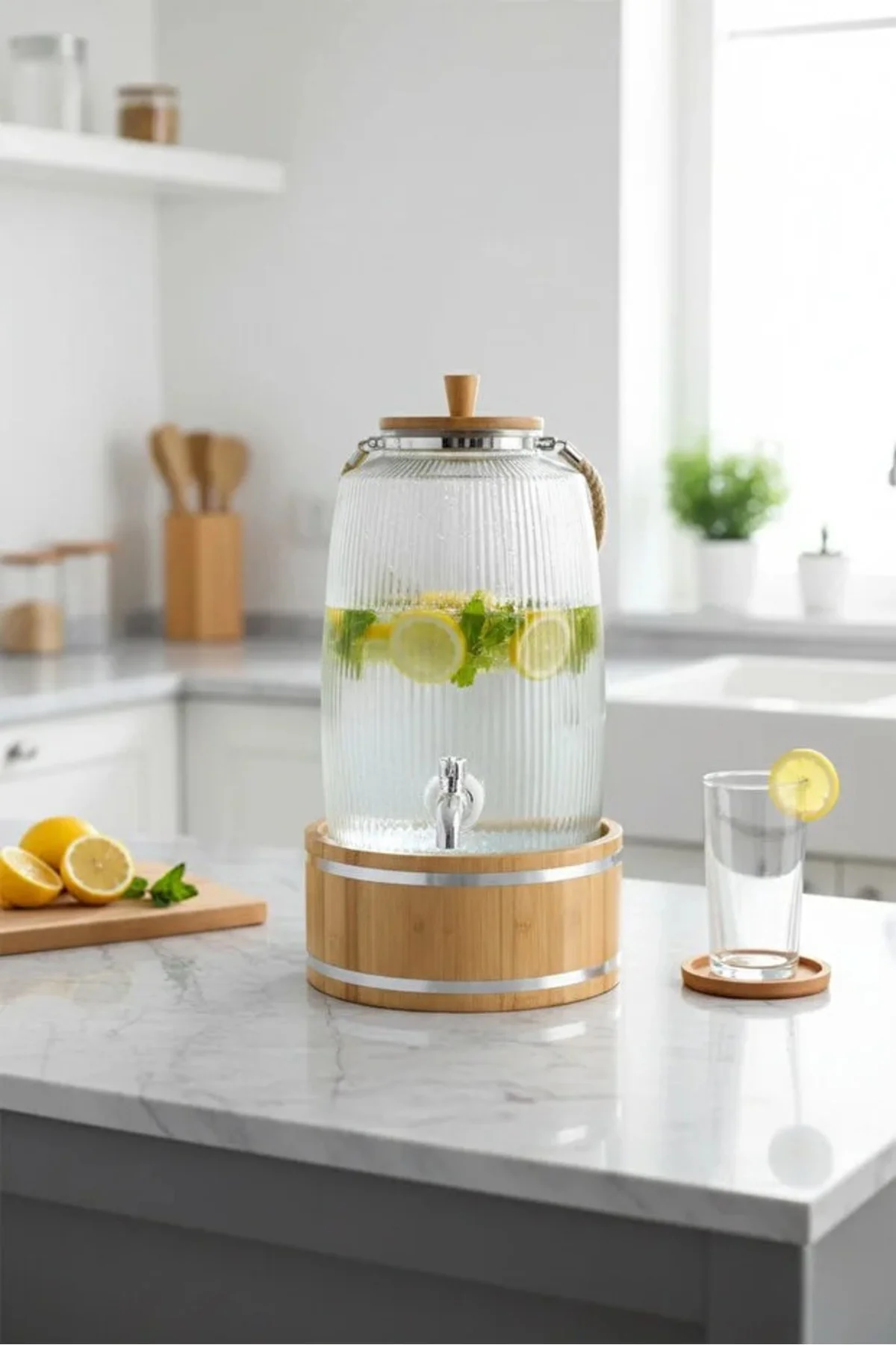 Bambu Standlı 3 Lt Cam Sebil