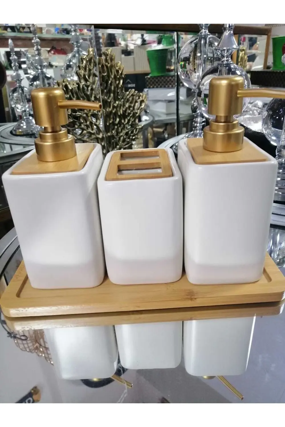 Bambu Standlı Sıvı Sabunluk Diş Fırçalık