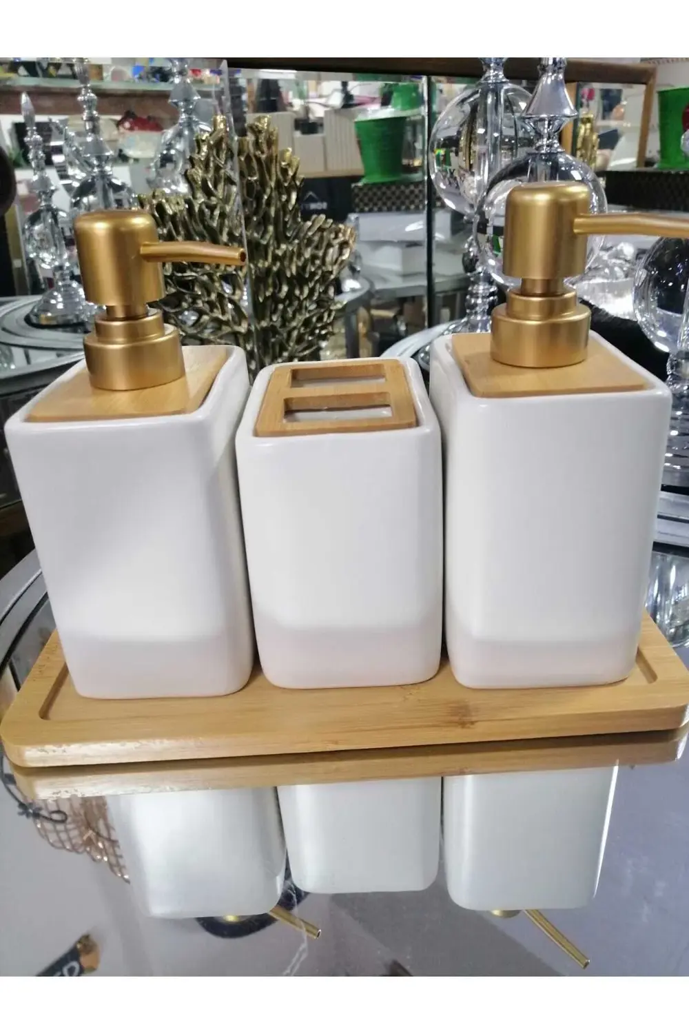 Bambu Standlı Sıvı Sabunluk Diş Fırçalık