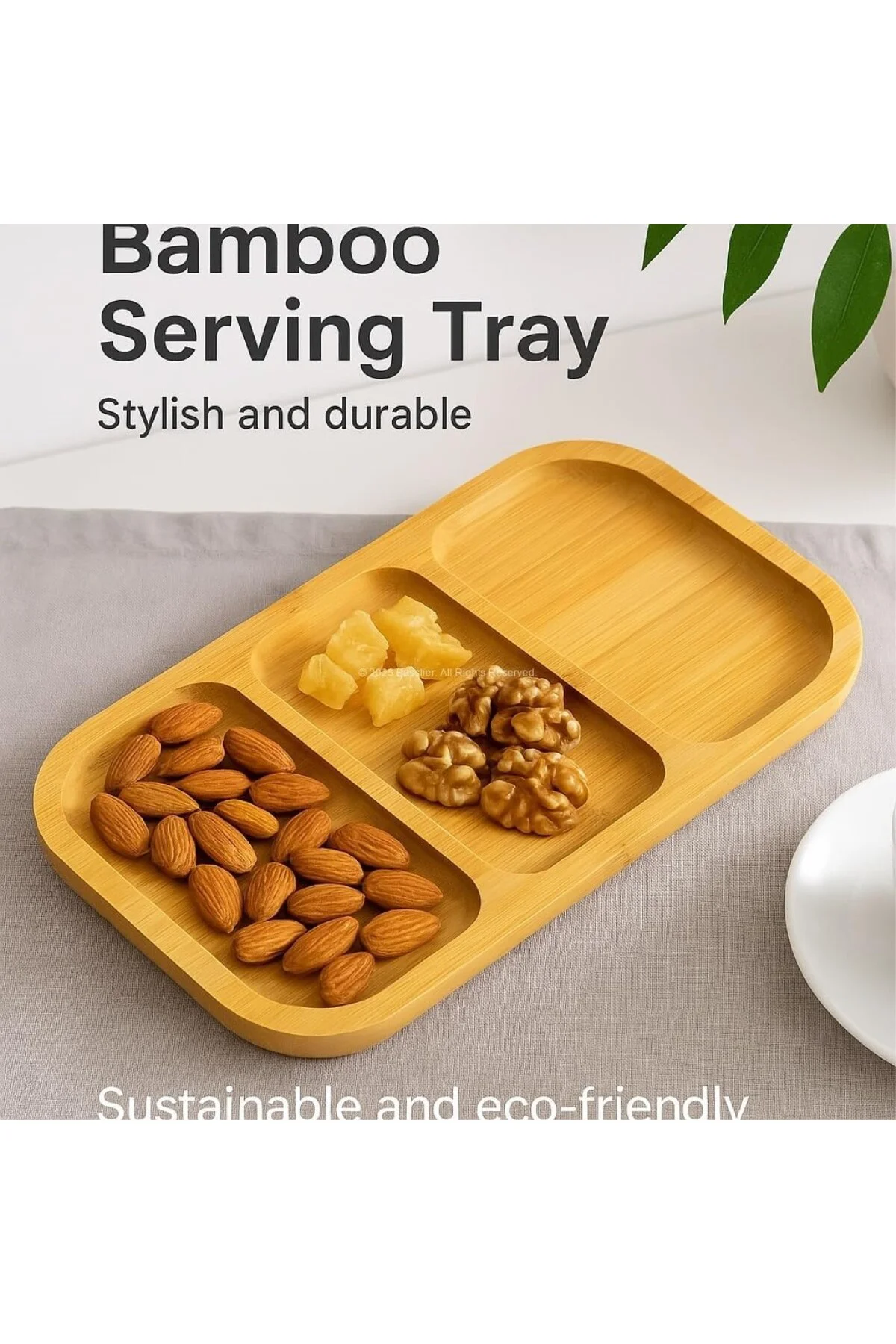 Bambu Sunum Tabağı Çerezlik Doğal Ahşap Şık ve Dayanıklı Sunumluk