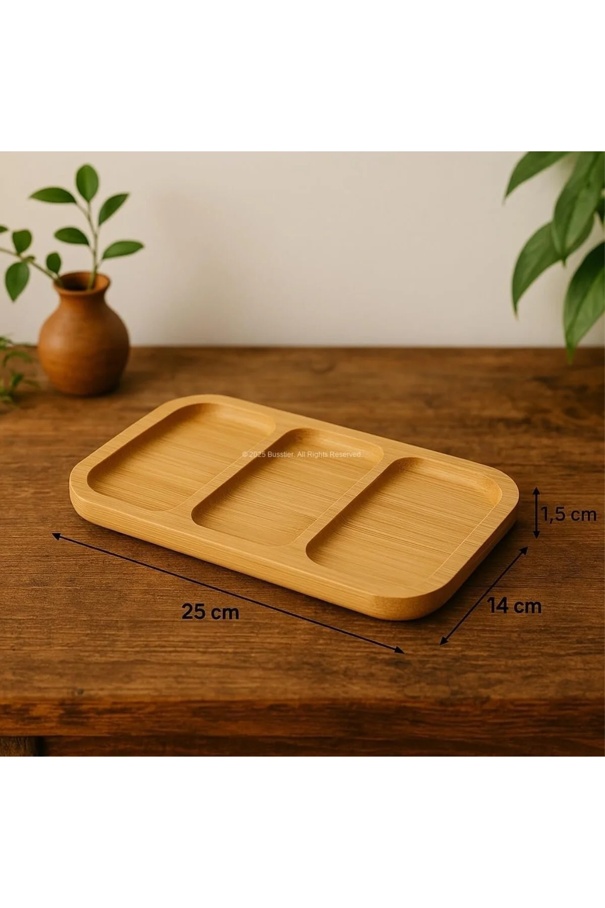 Bambu Sunum Tabağı Çerezlik Doğal Ahşap Şık ve Dayanıklı Sunumluk