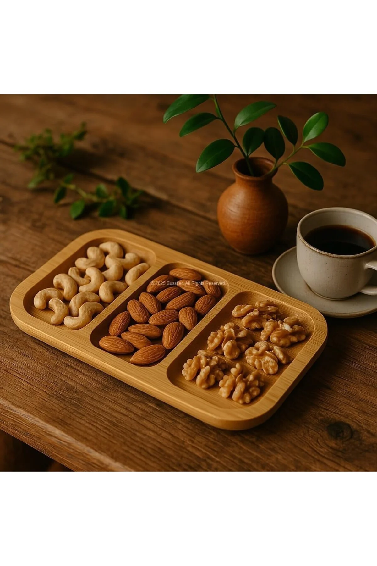 Bambu Sunum Tabağı Çerezlik Doğal Ahşap Şık ve Dayanıklı Sunumluk