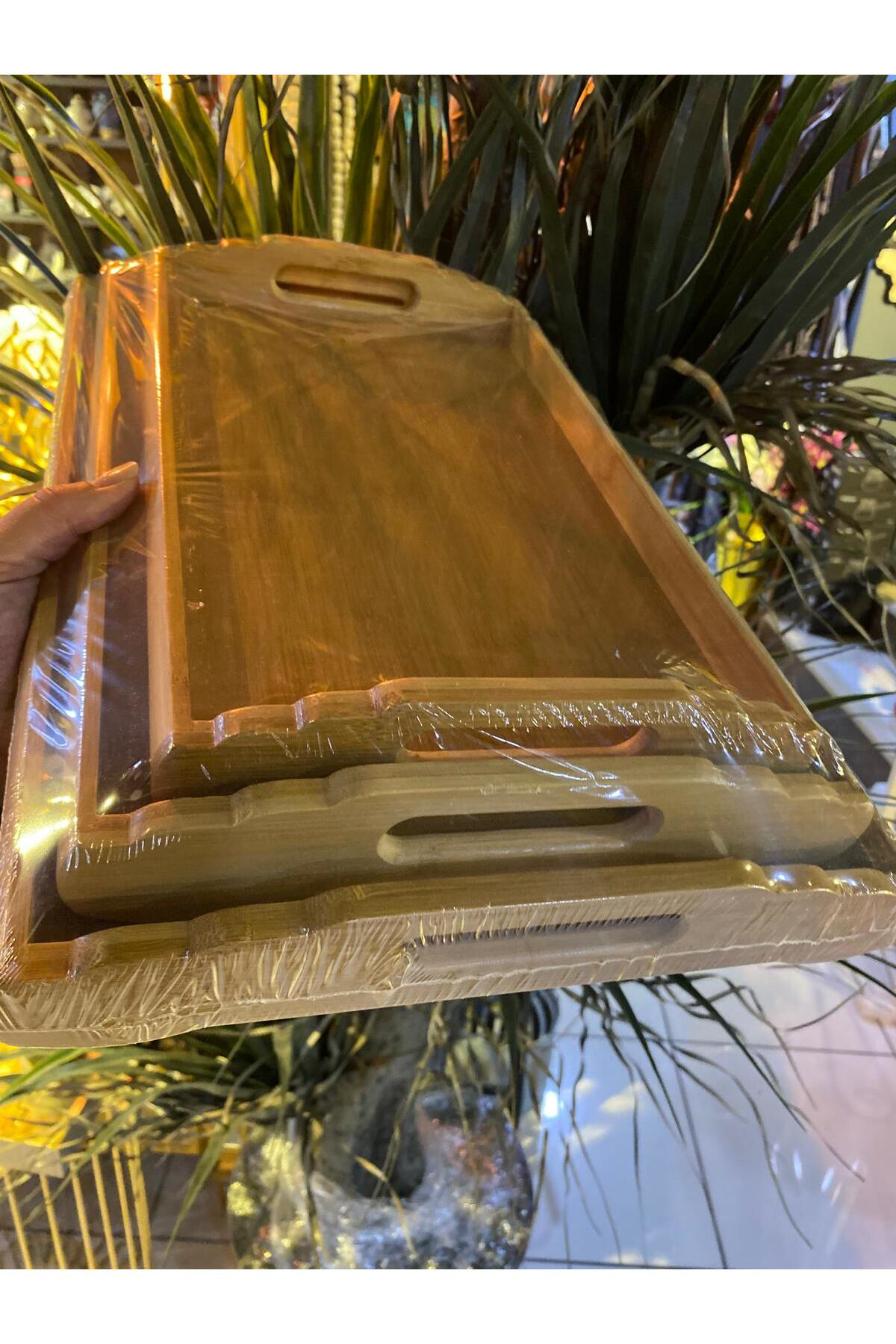 Elif Aksesuar Bambu Sunum Tepsisi 3 Lü