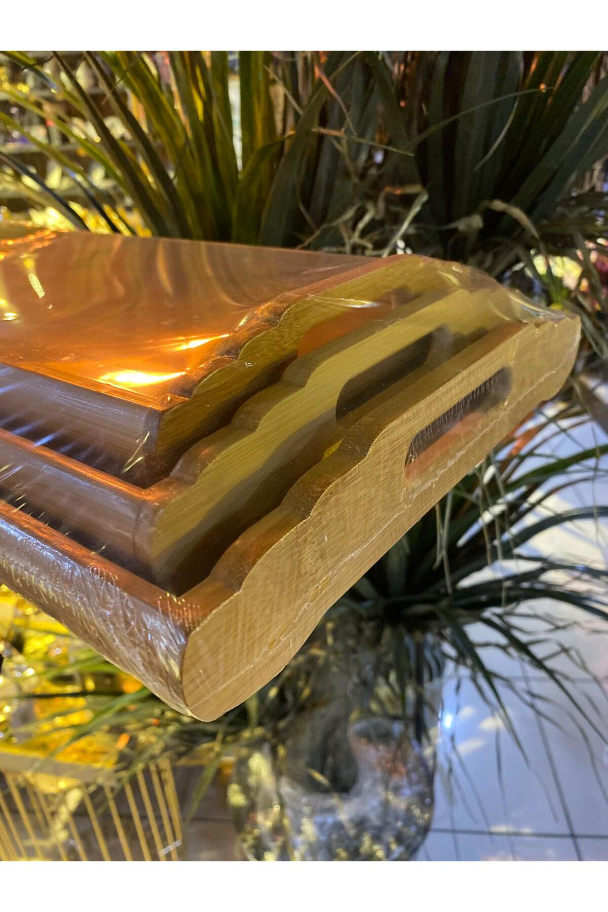 Elif Aksesuar Bambu Sunum Tepsisi 3 Lü