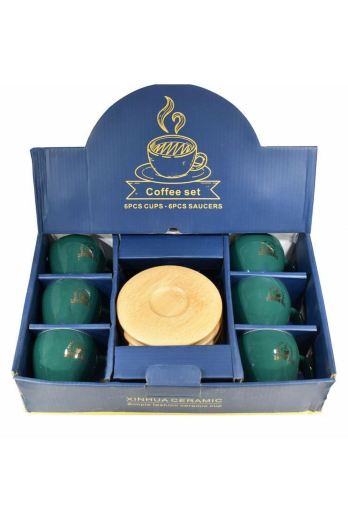 Elif Aksesuar Bambu Tabaklı Fincan Takımı