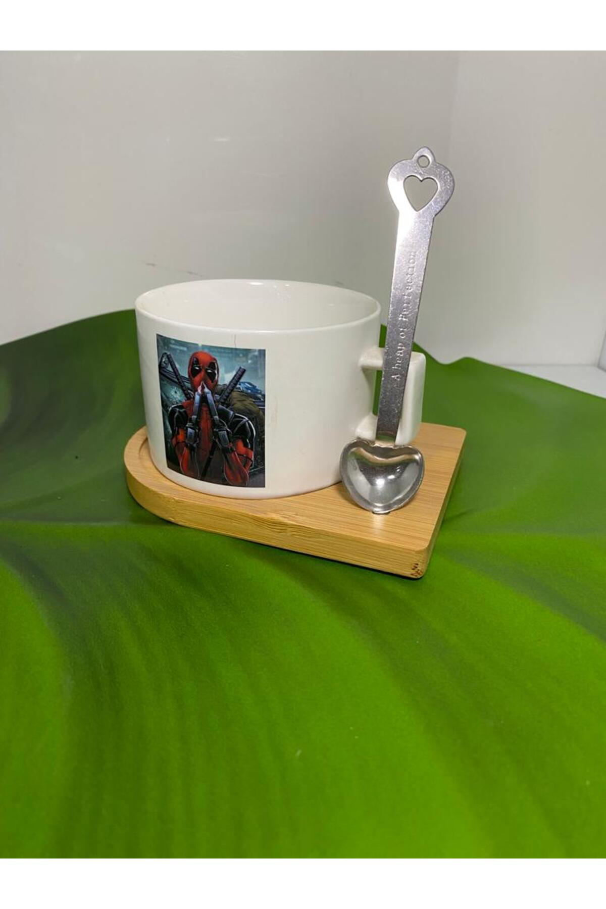 Elif Aksesuar Bambu Tabaklı Spaydrmen Kaşıklı Kupa