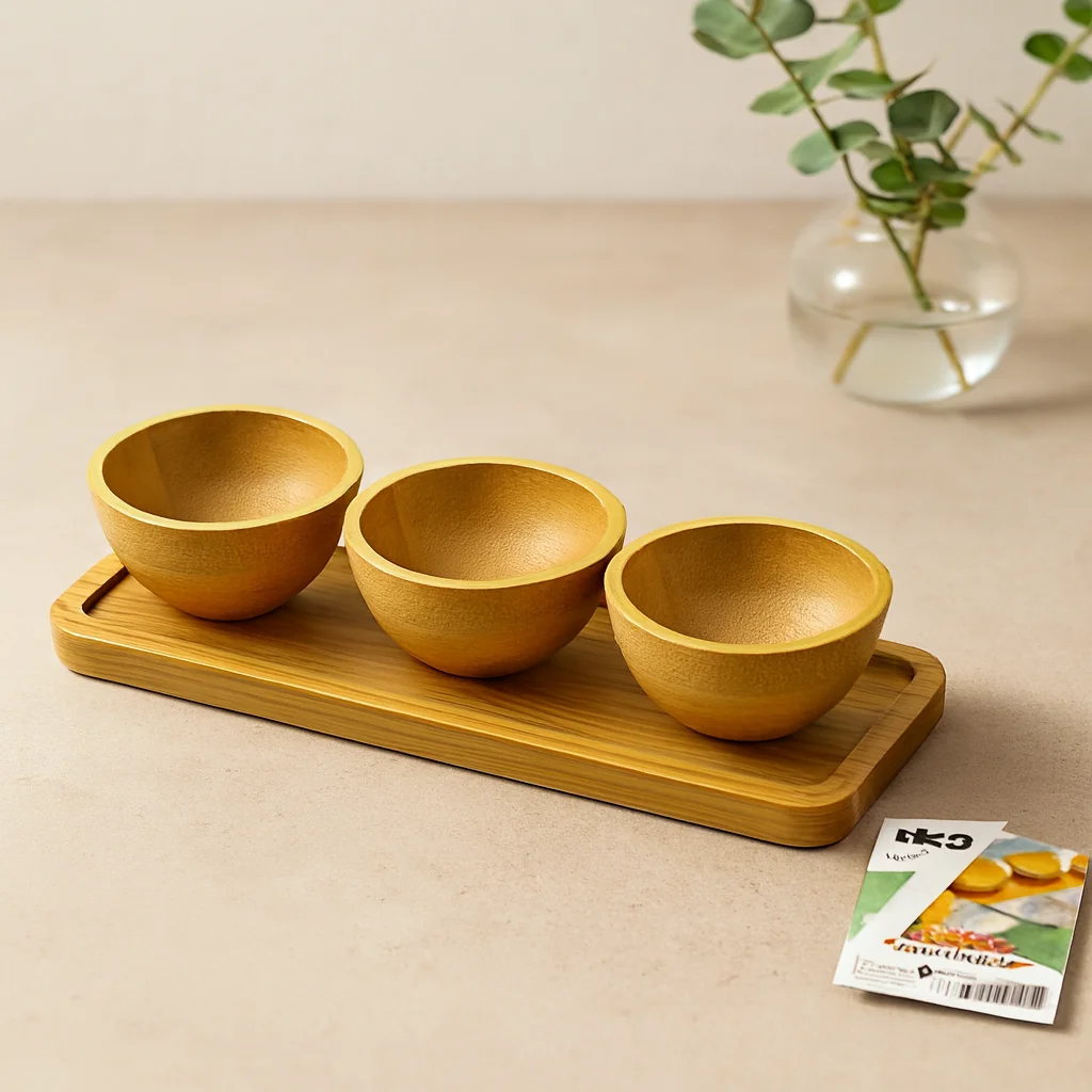Bambu Tepsili 3'lü Çerezlik Lokumluk Seti Fiyatı, Yorumları ve Özellikleri