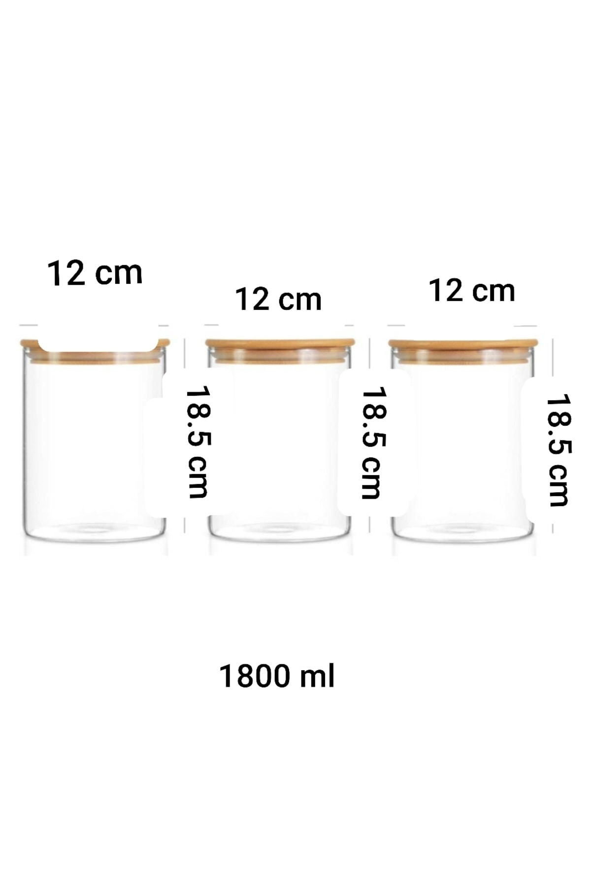Porgold Bambu Vakumlu Kapakli 1400 Ml Yuvarlak Cam Kavanoz Erzak Saklama