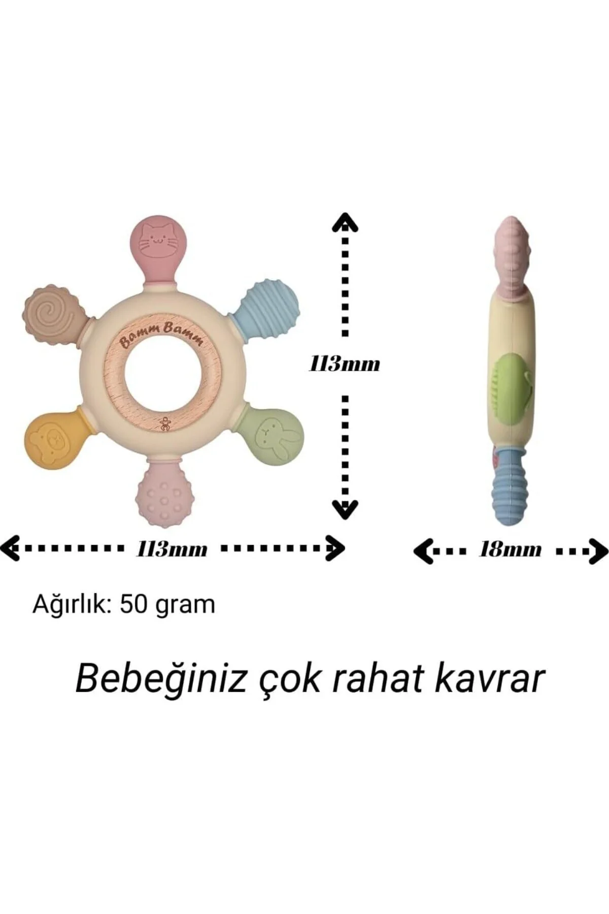 Bamm Bamm Diş Kaşıyıcı Yerli Üretim Silikon Hafif ve Rahat Kavran