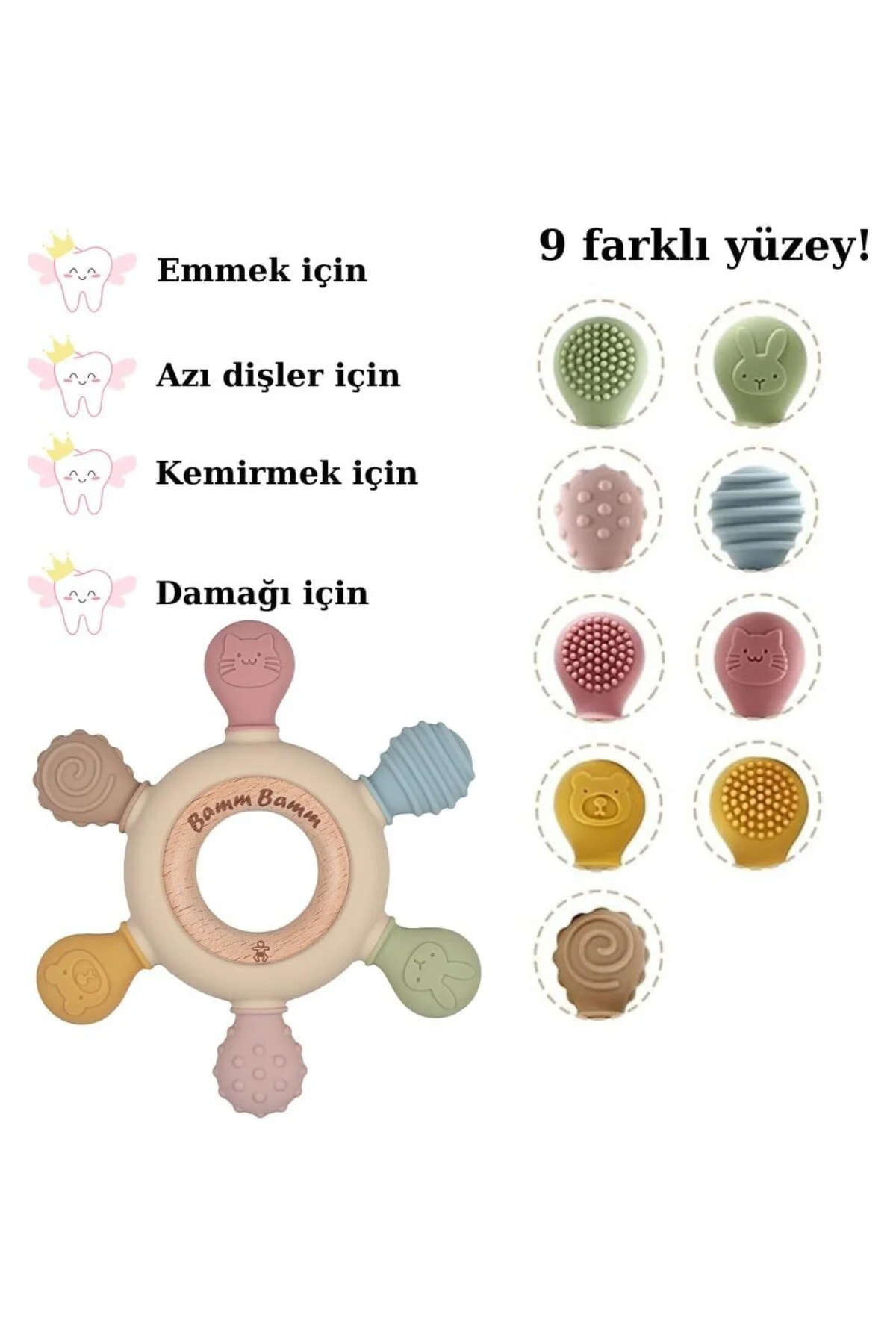 Bamm Bamm Diş Kaşıyıcı Yerli Üretim Silikon Hafif ve Rahat Kavran