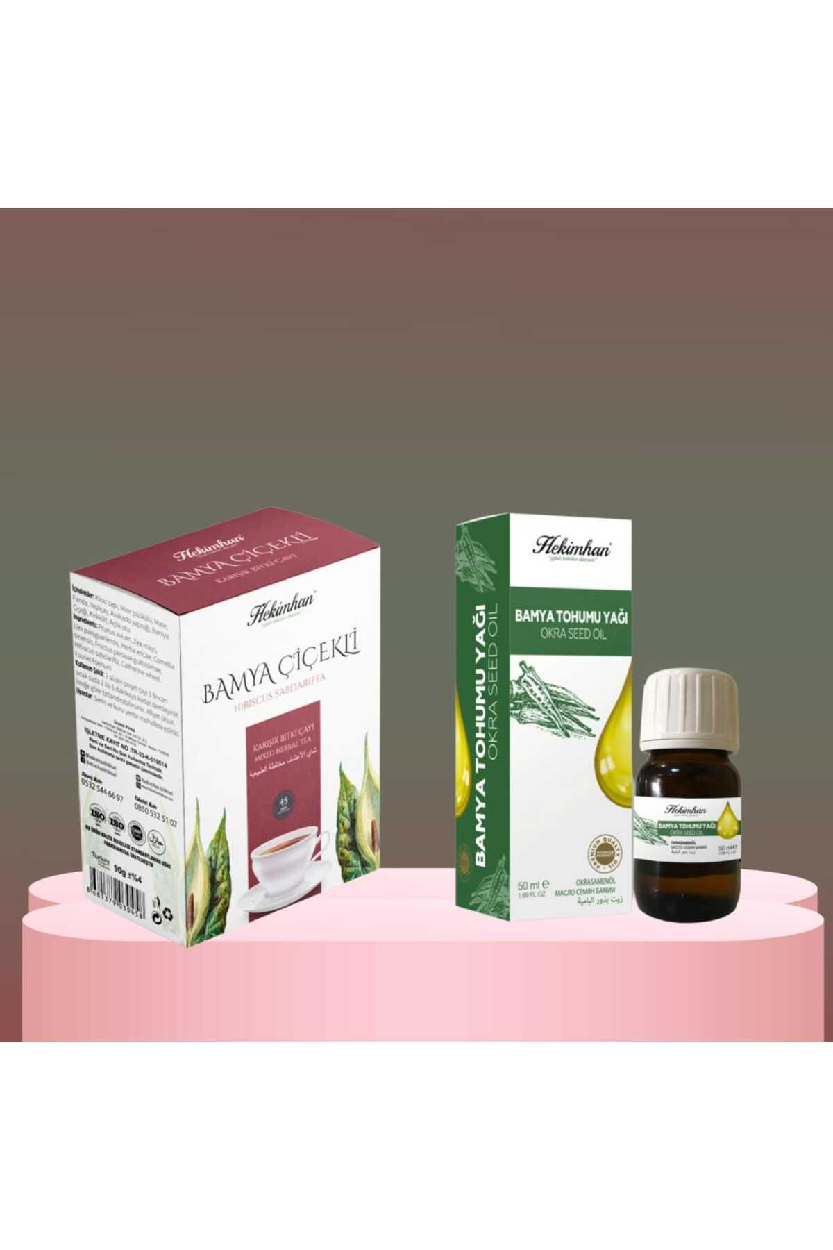 Bamya Çiçekli Bitki Çayı 40'lı ve Bamya Tohumu Yağı 50 ml