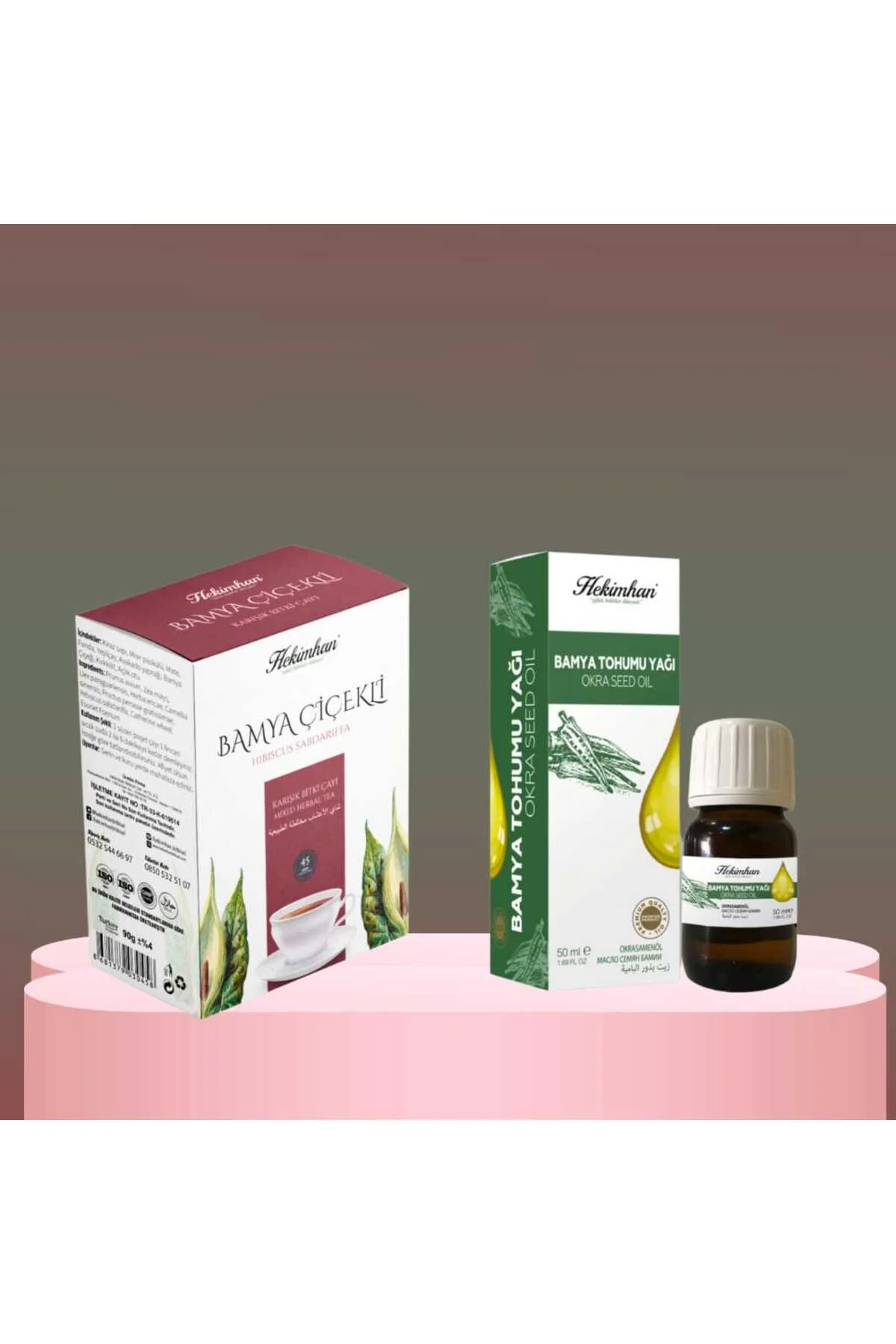 Bamya Çiçekli Bitki Çayı 40'lı ve Bamya Tohumu Yağı 50 ml