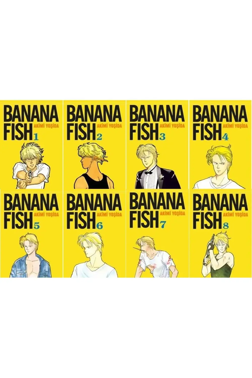 Banana Fish 1-2-3-4-5-6-7-8 manga seti (8 kitap) 1 adet anime pos
