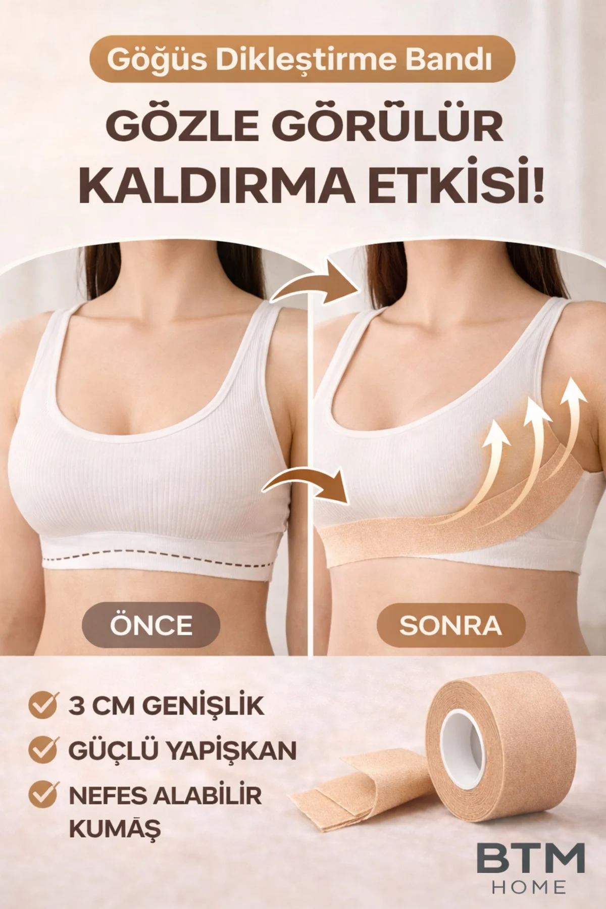 Bandı 3 Cm Güçlü Yapışkanlı Göğüs Kaldırma Bandı Dekolte Sütyen B