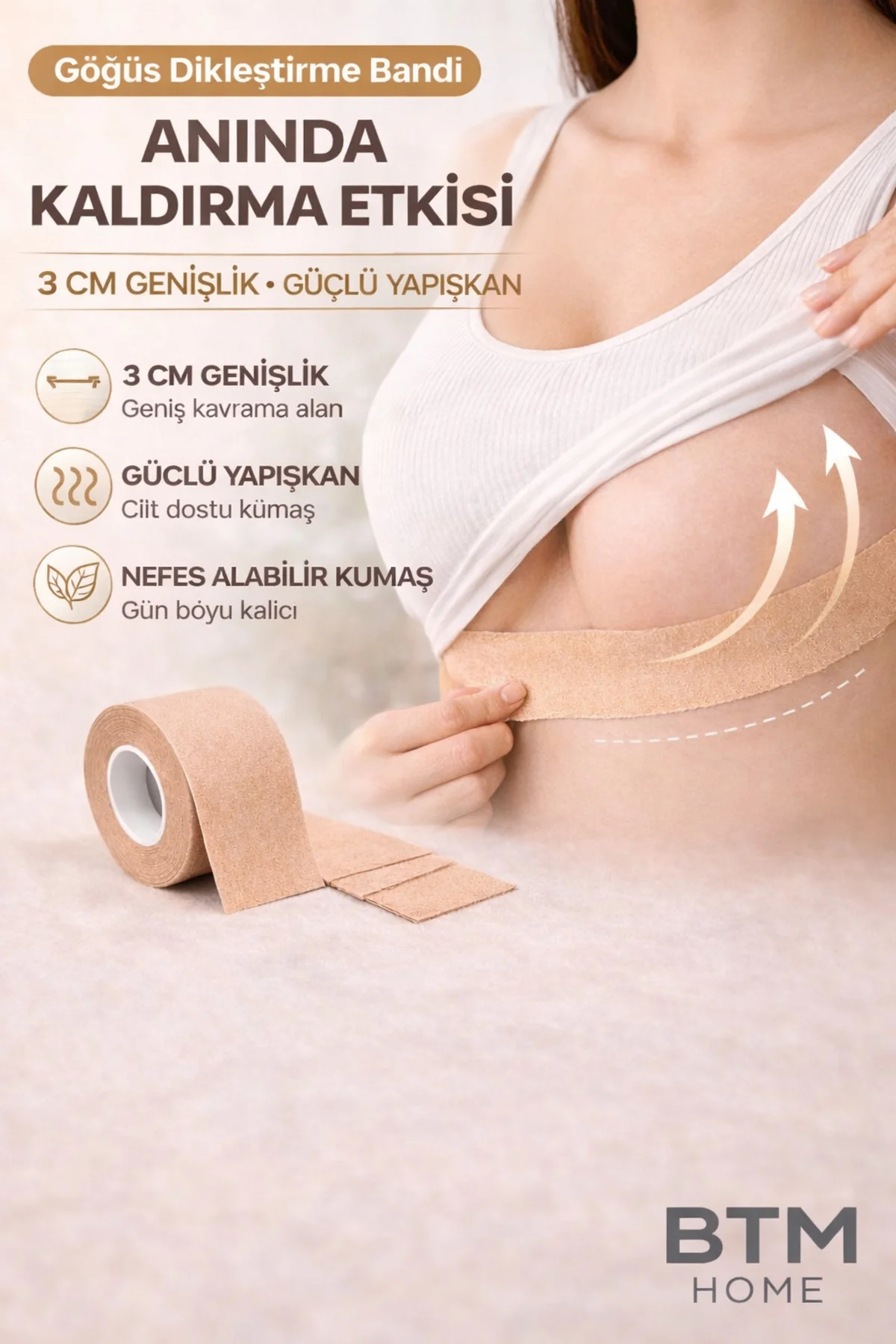 Bandı 3 Cm Güçlü Yapışkanlı Göğüs Kaldırma Bandı Dekolte Sütyen B