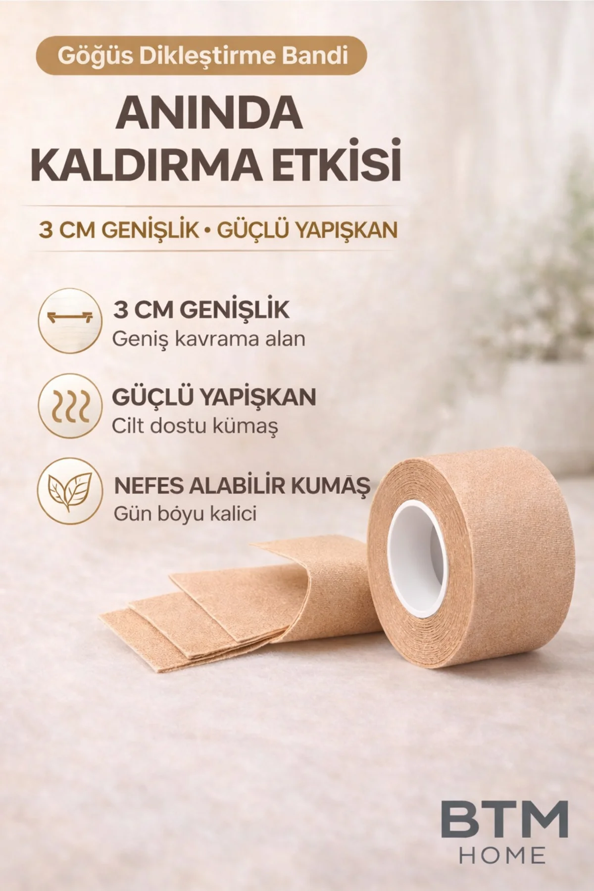 Bandı 3 Cm Güçlü Yapışkanlı Göğüs Kaldırma Bandı Dekolte Sütyen B