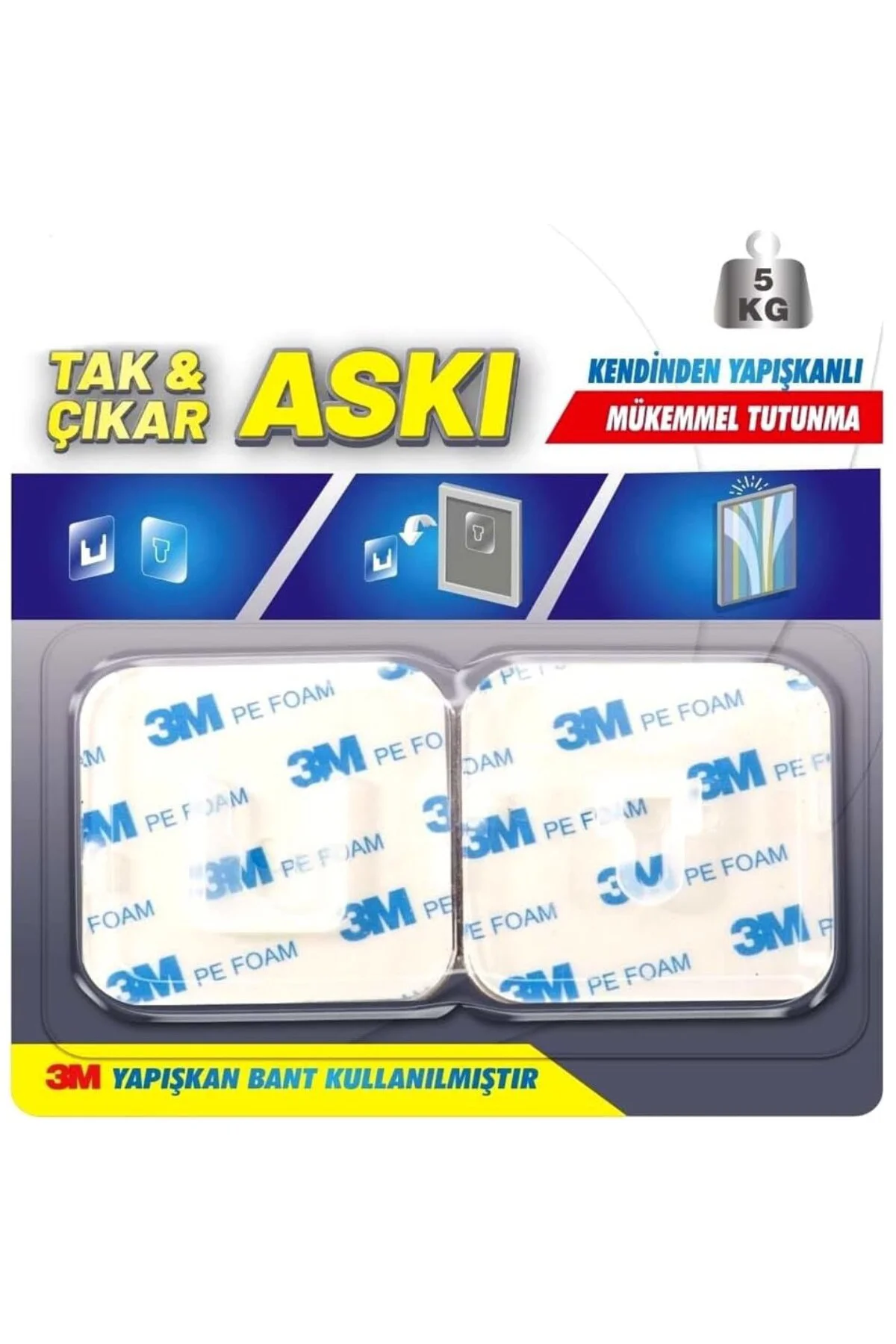 Bant Evi Tak Çıkar 3M Yapışkanlı Pratik Geçmeli Askı