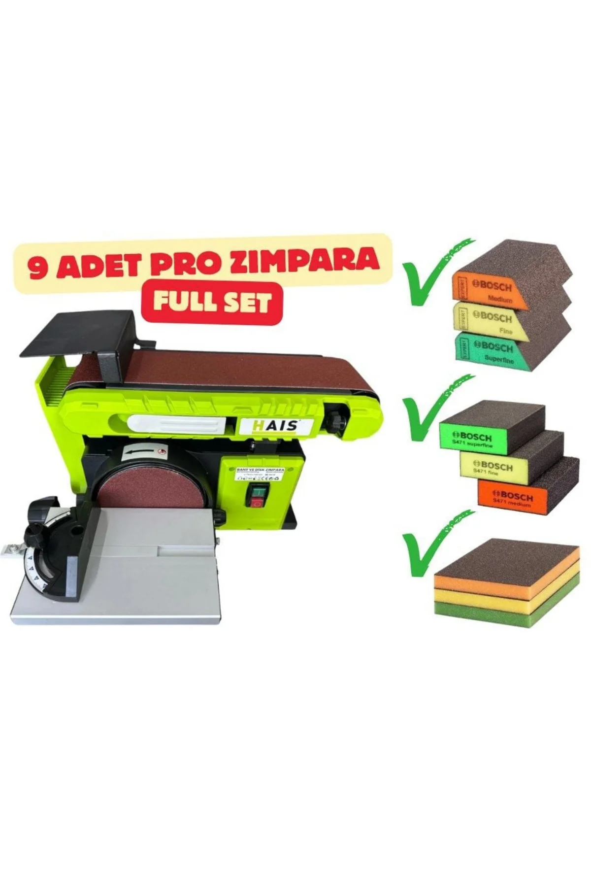 Bant Zımpara Makinesi Yeni Nesil - 9 Adet Bosch Pro Zımpara Seti 