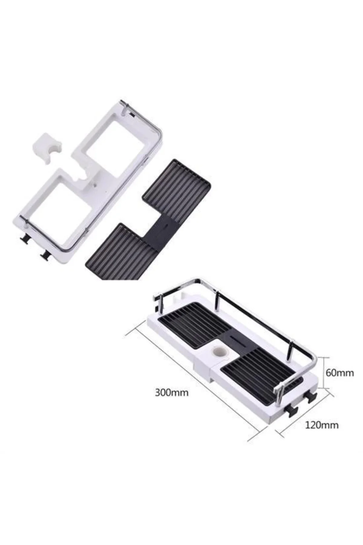 Banyo Direğine Asılabilir Köşelik Şampuanlık Sabunluk Çift Askılı