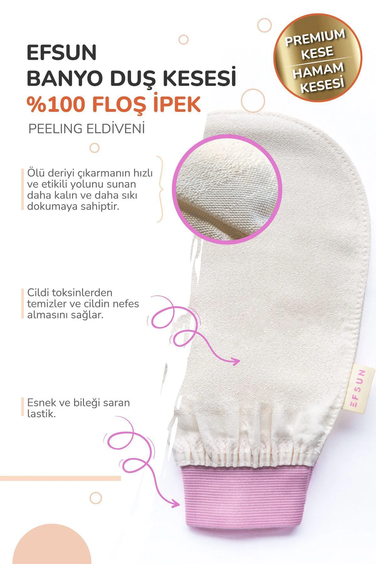 Banyo Duş Kesesi Peeling Eldiveni %100 Floş Ipek Kese, Hamam Kese