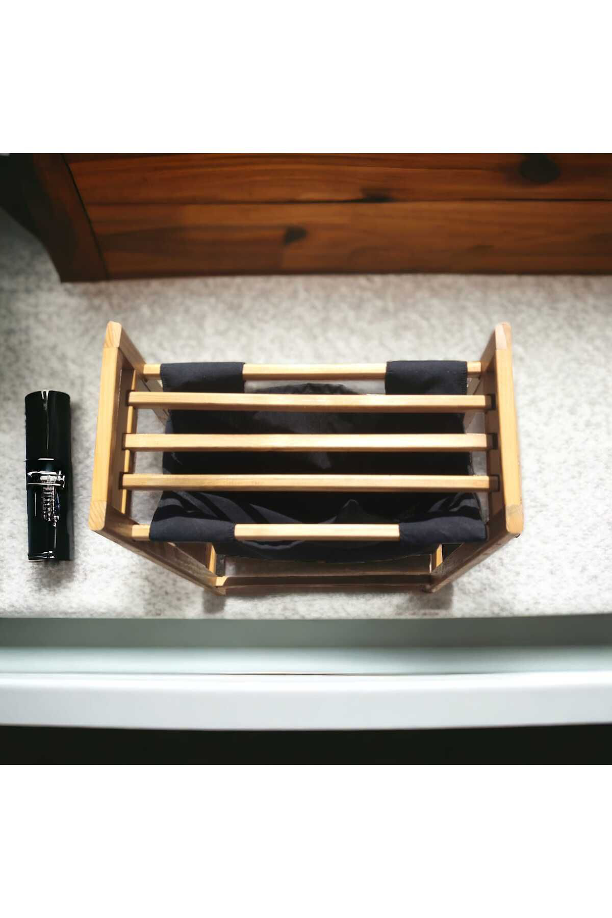 Worldofwood Banyo Düzenleyici Çamaşir Sepeti Ahşap Rafli Kirli Sepeti Keten K