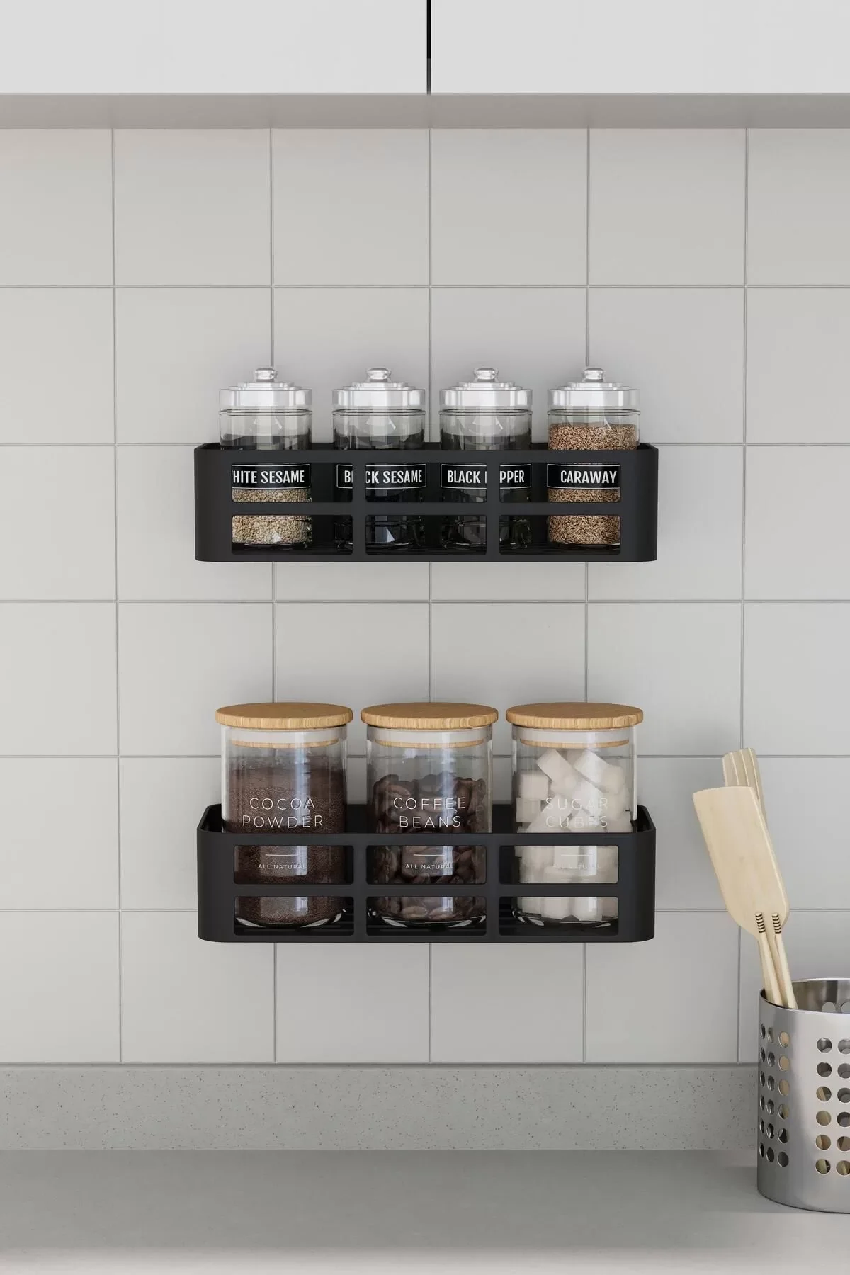 Banyo Düzenleyici Organizer Şampuanlık Havlupan Askısı Havluluk Siyah Banyo Duş Rafı Mutfak Rafı