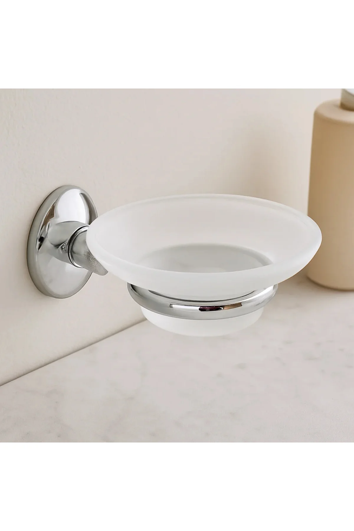 Banyo Katı Sabunluk - Plastik, Krom Metal Tutacaklı